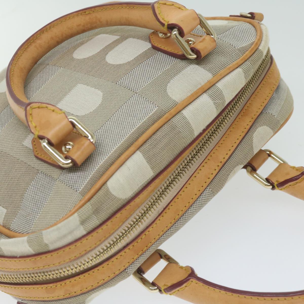 BALLY Hand Bag Canvas Beige Auth ac2605