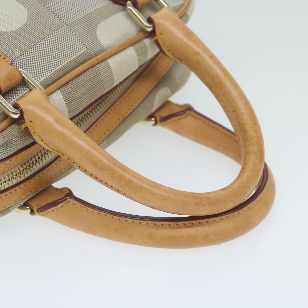 BALLY Hand Bag Canvas Beige Auth ac2605