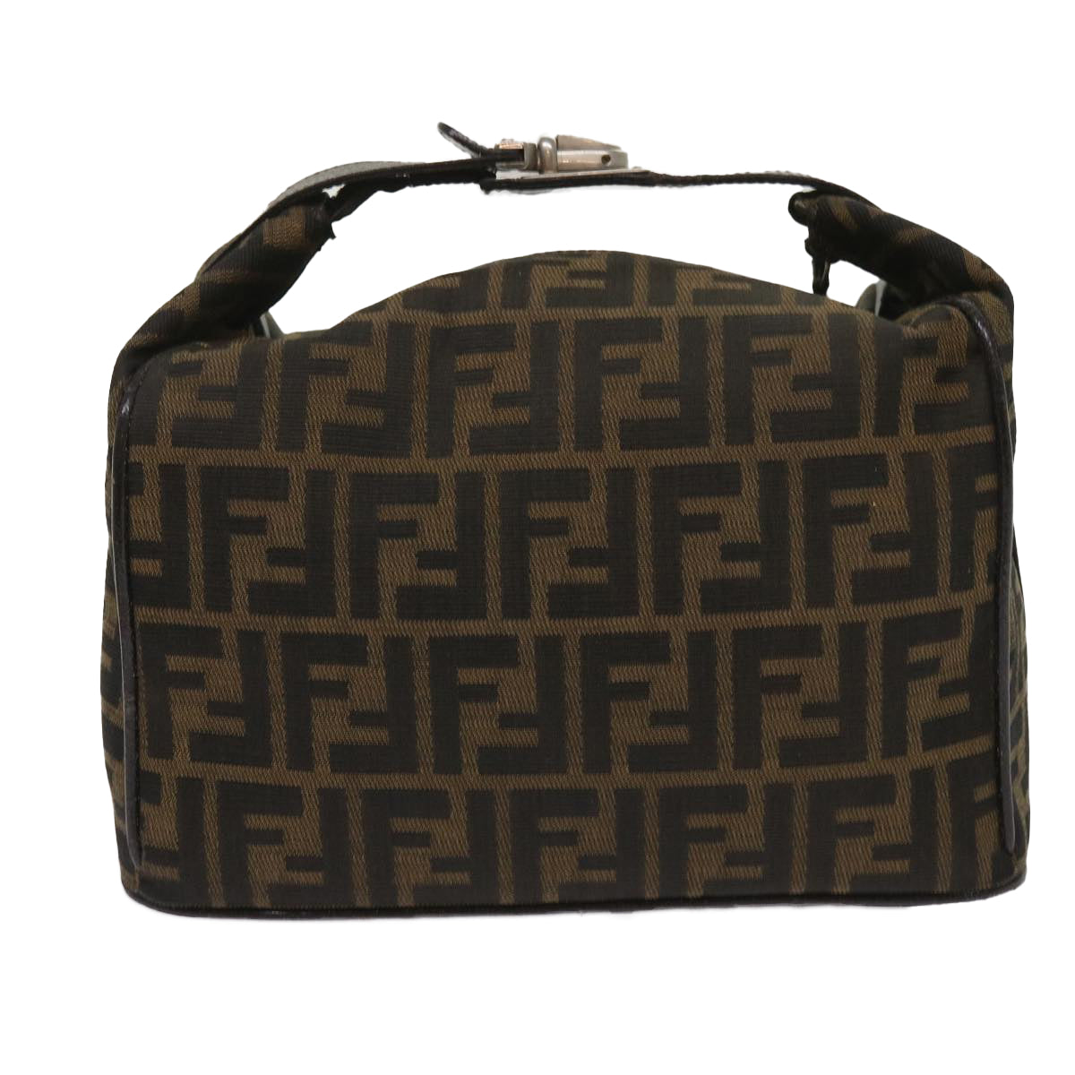 FENDI Zucca Canvas Hand Bag Black Brown Auth ac2608