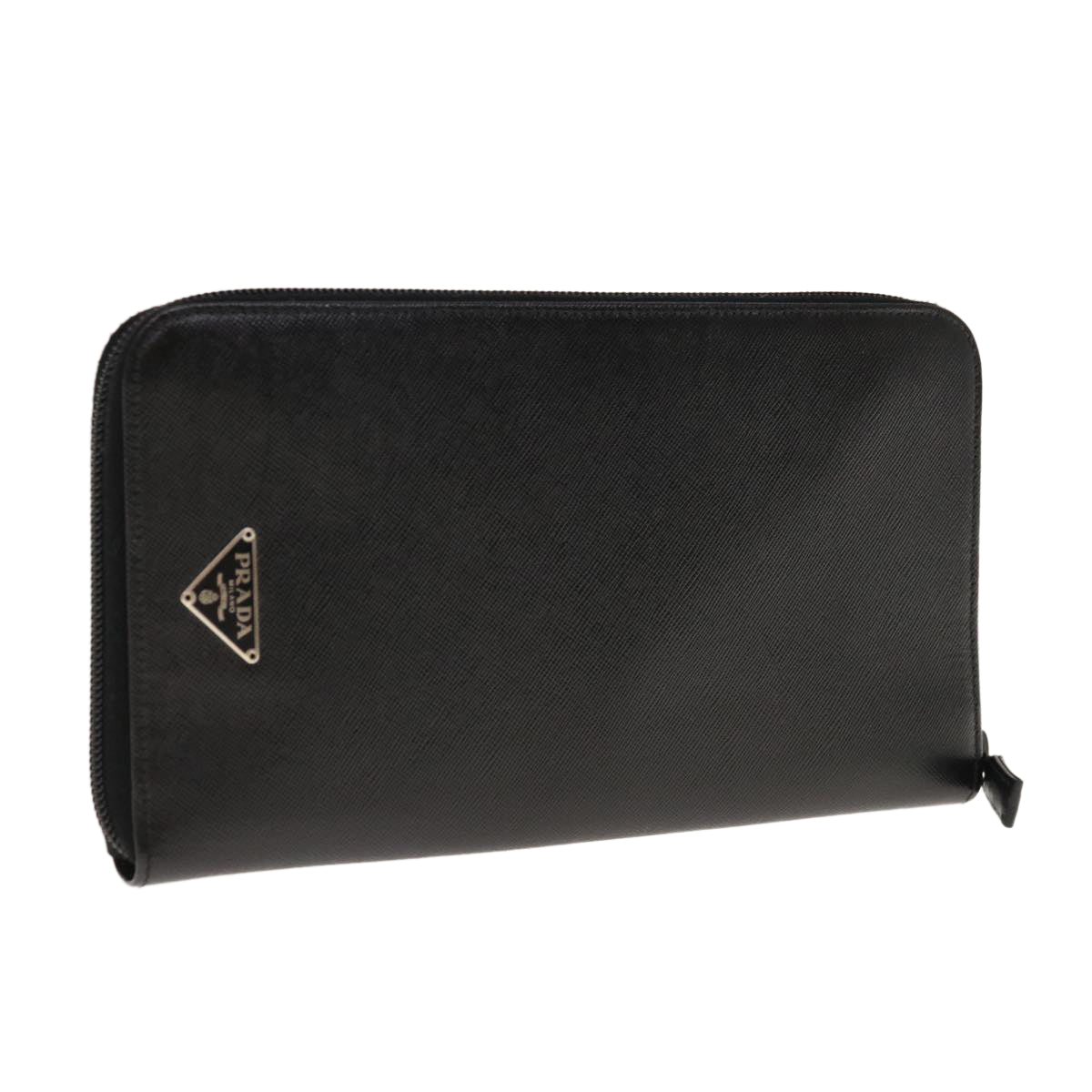 PRADA Long Wallet Safiano leather Black Auth ac2653