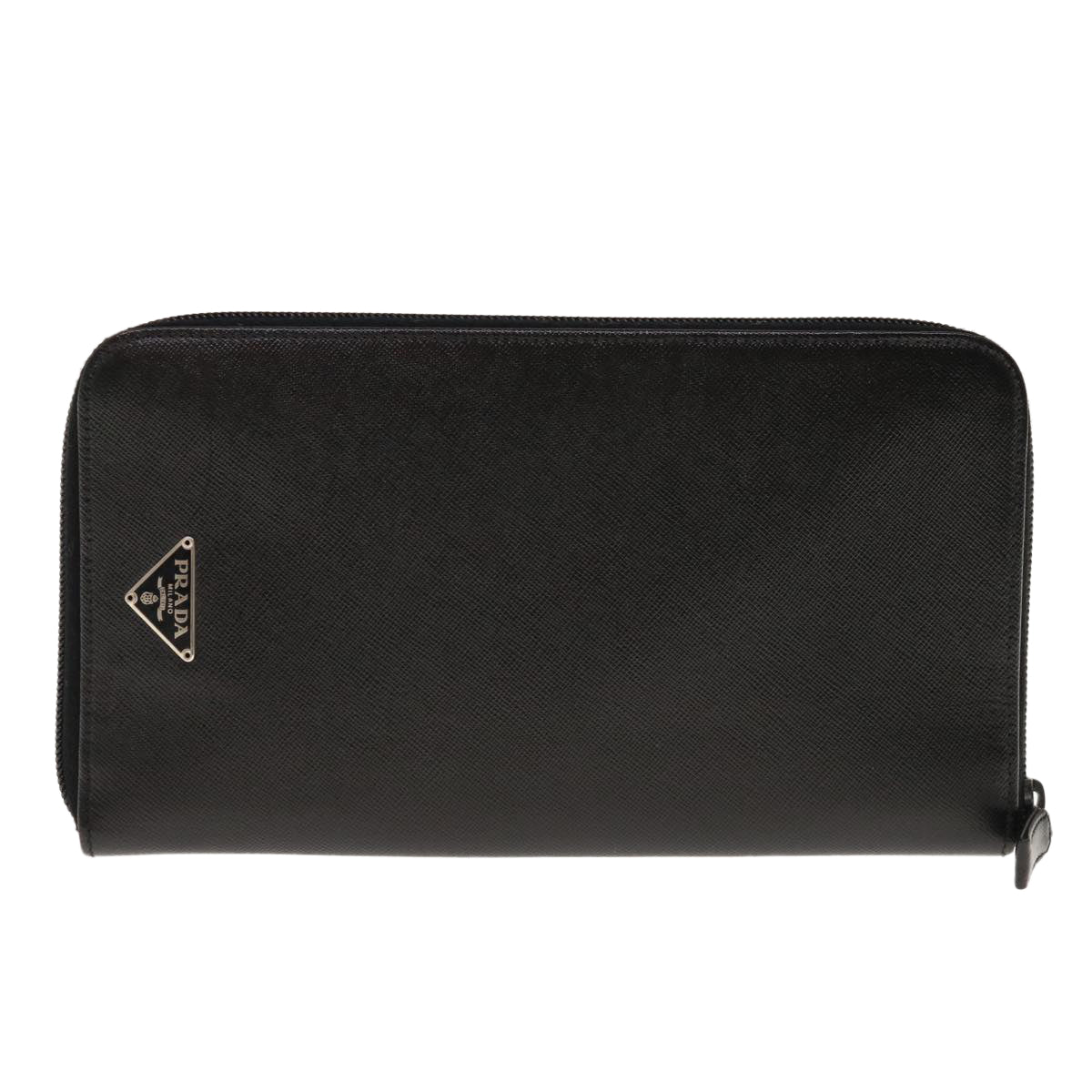 PRADA Long Wallet Safiano leather Black Auth ac2653