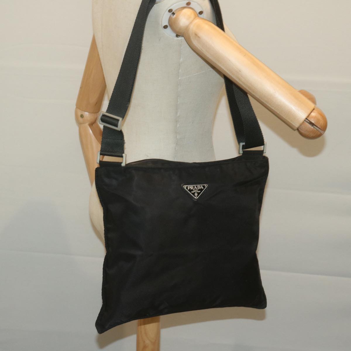 PRADA Shoulder Bag Nylon Black Auth ac2658