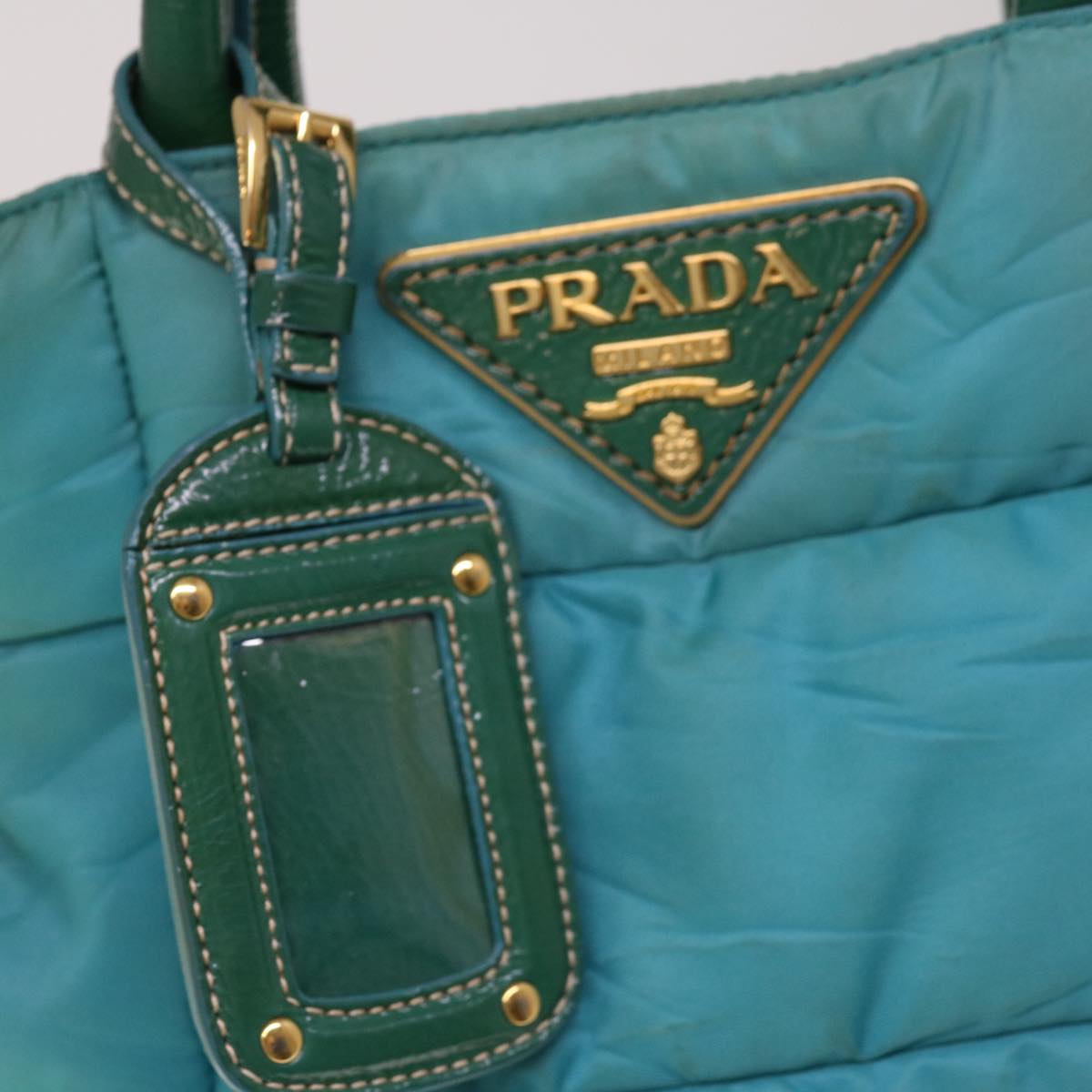 PRADA Hand Bag Nylon 2way Turquoise Blue Auth ac2661