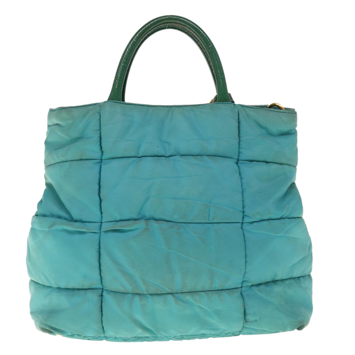 PRADA Hand Bag Nylon 2way Turquoise Blue Auth ac2661