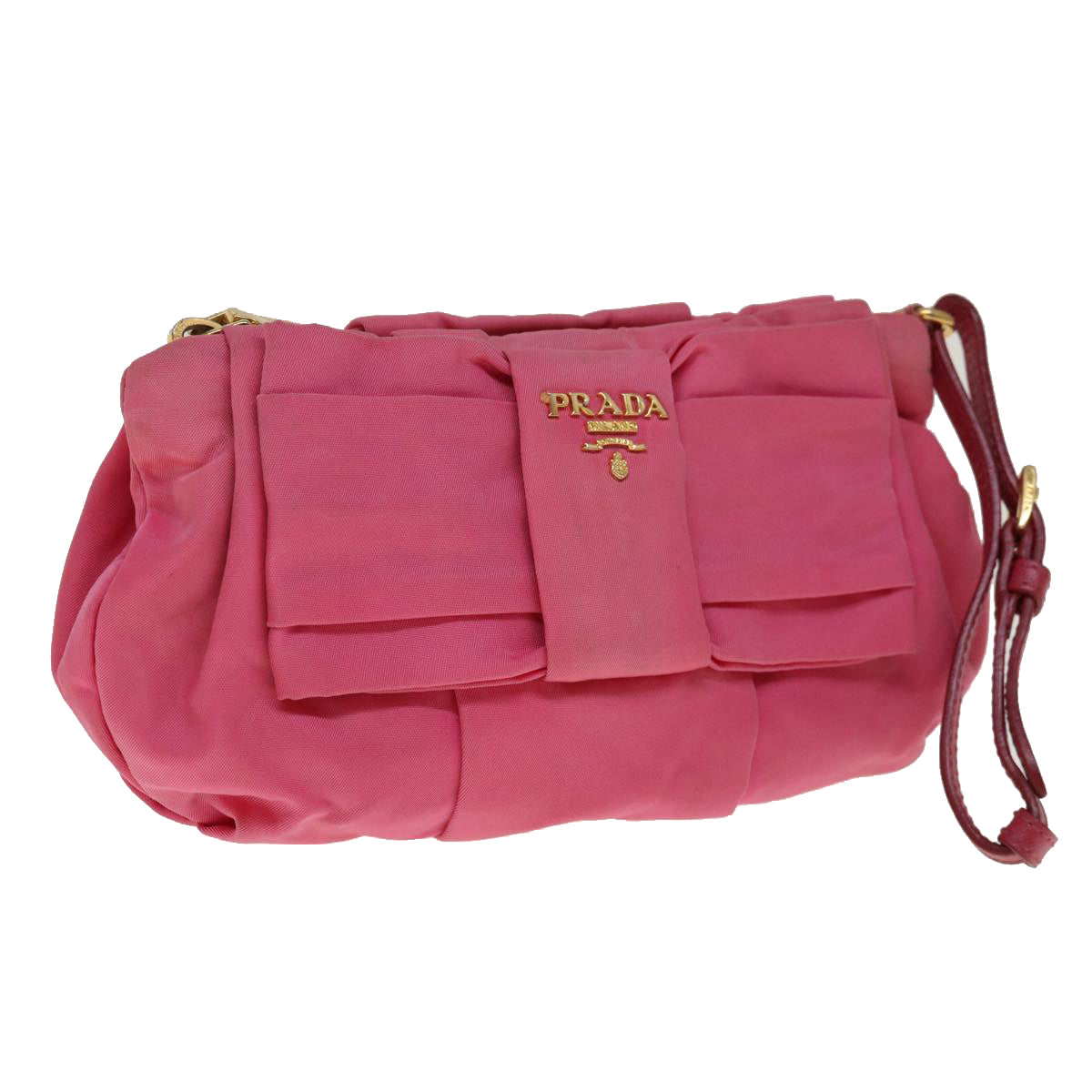 PRADA Pouch Nylon Pink Auth ac2662