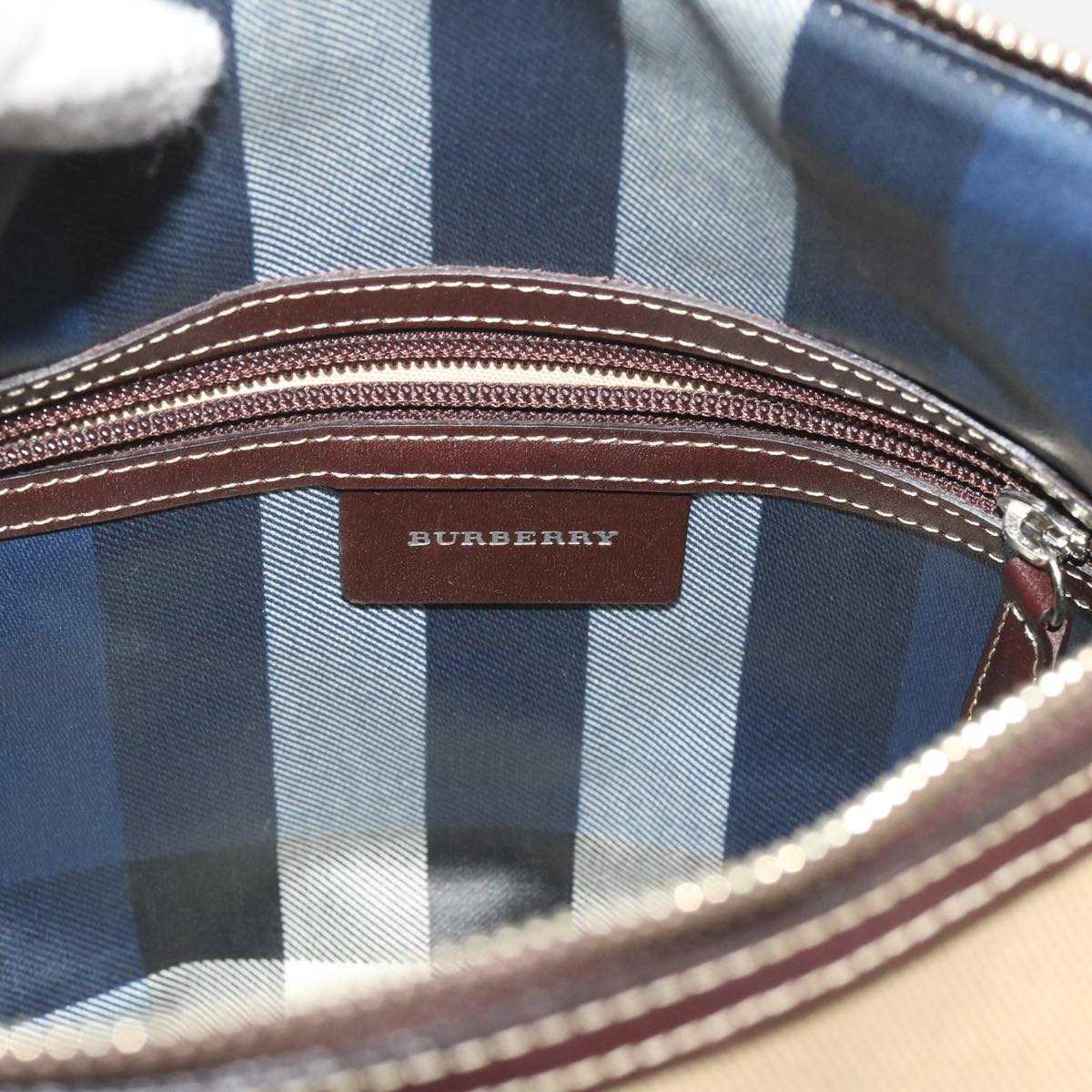 BURBERRY Shoulder Bag Canvas Beige Auth ac2664