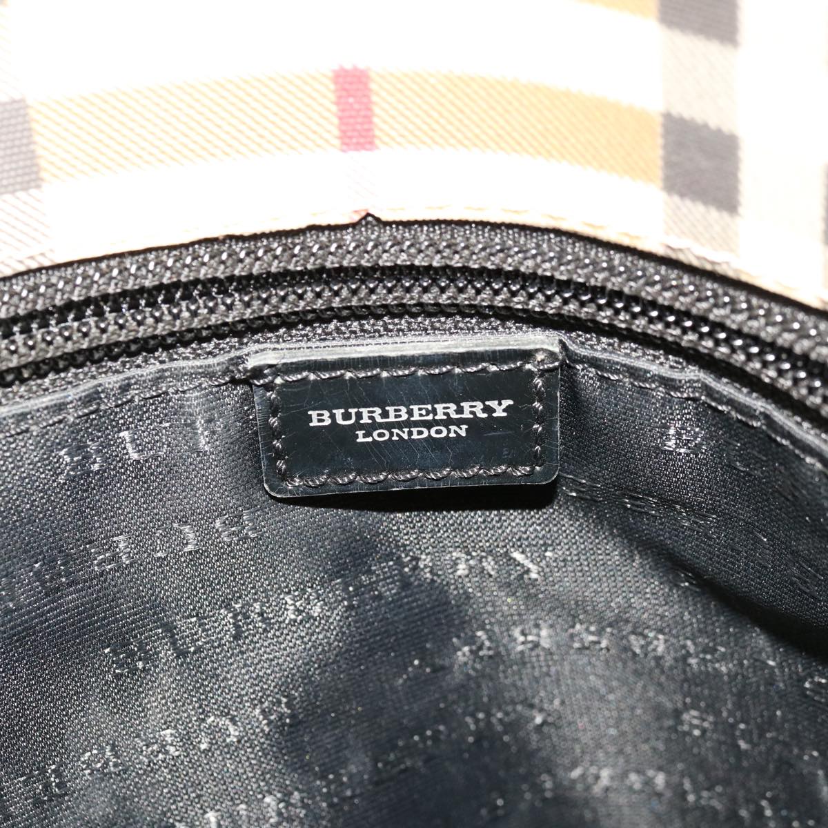 BURBERRY Nova Check Shoulder Bag Coated Canvas Beige Auth ac2665