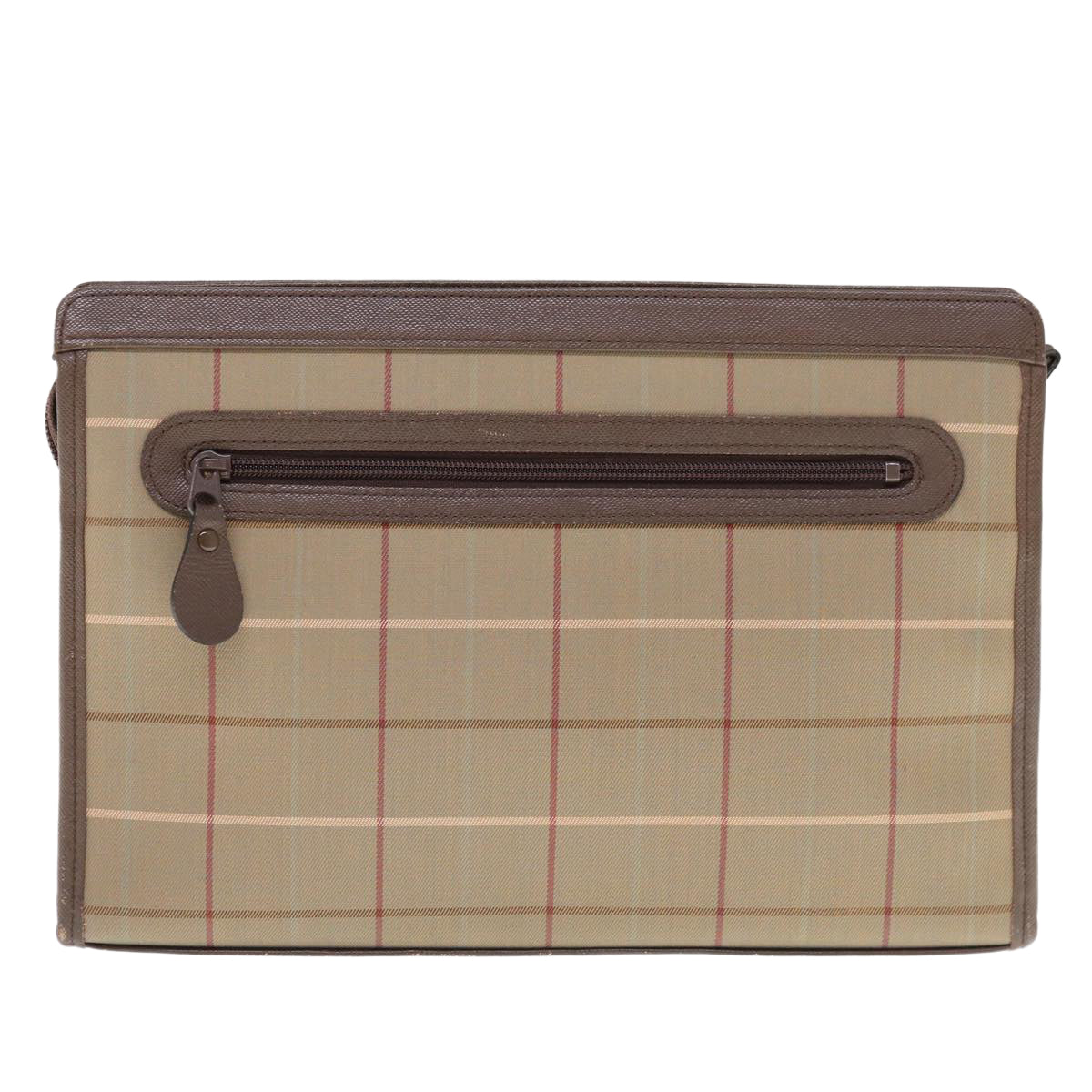 Burberrys Nova Check Clutch Bag Nylon Canvas Beige Auth ac2672