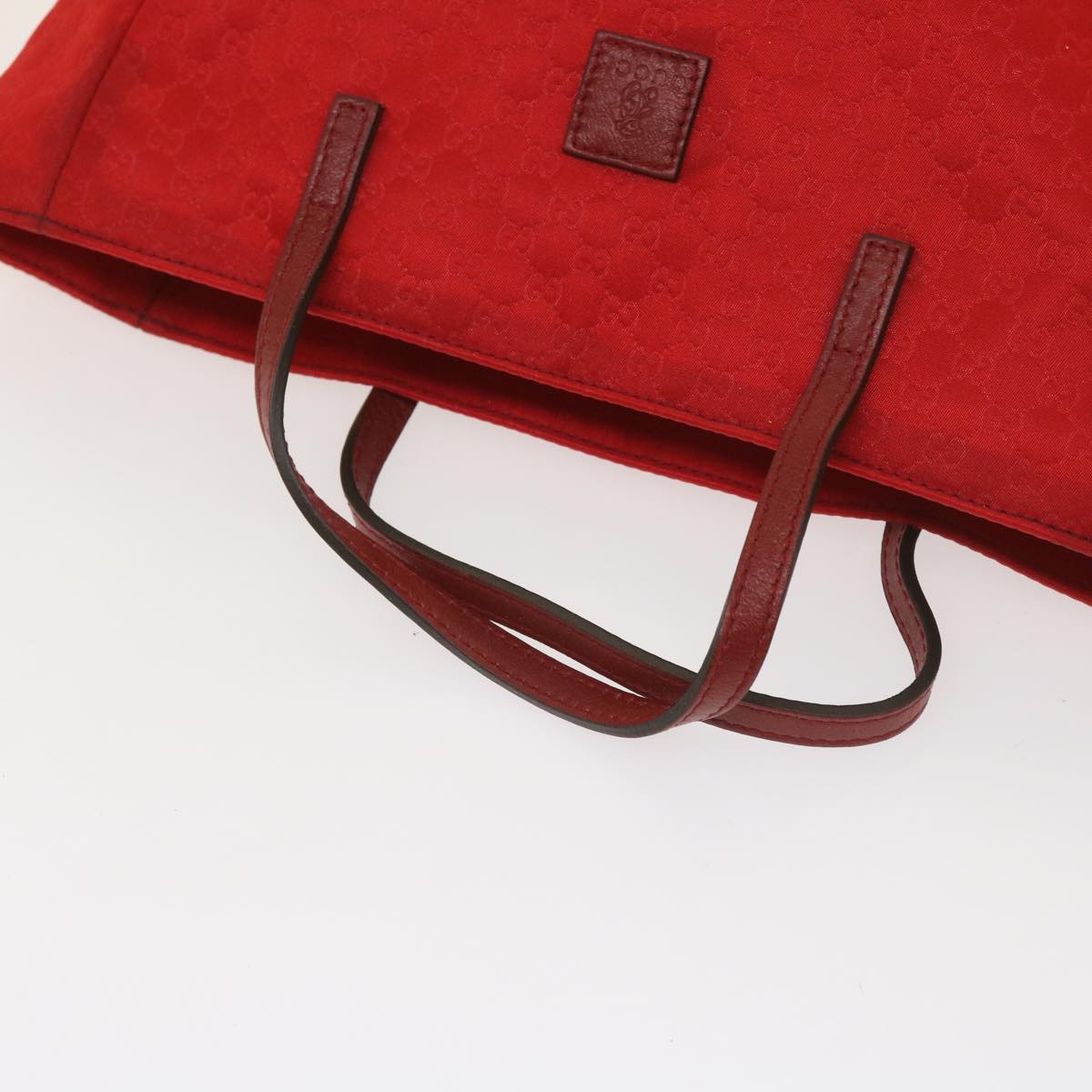 GUCCI Micro GG Canvas Tote Bag Nylon Red 284721 Auth ac2686