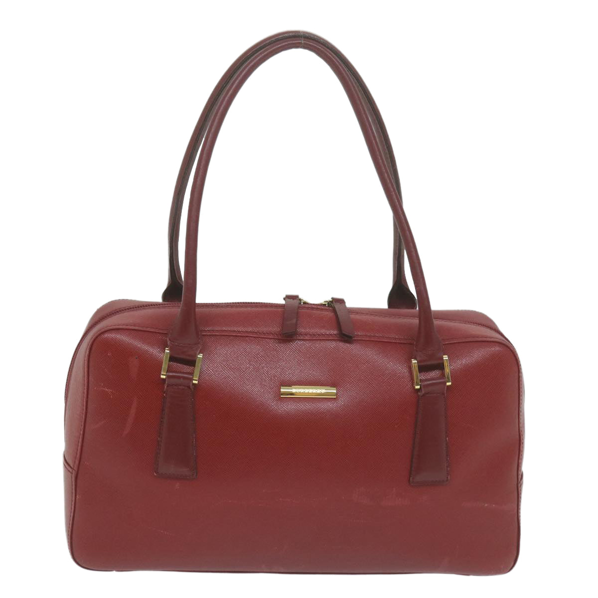 BURBERRY Shoulder Bag Leather Red Auth ac2696