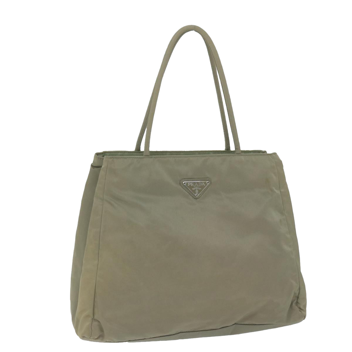 PRADA Tote Bag Nylon Beige Auth ac2732