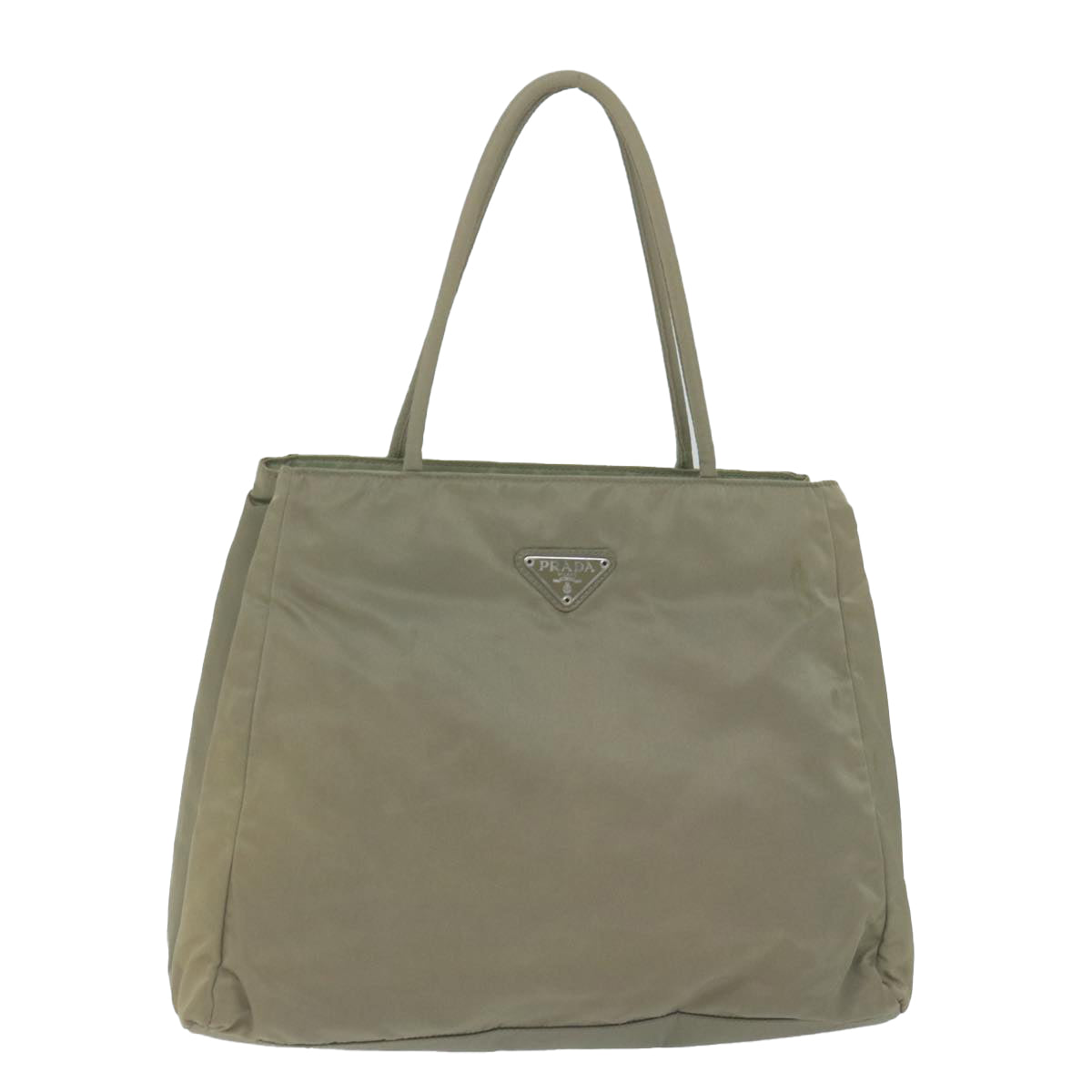 PRADA Tote Bag Nylon Beige Auth ac2732