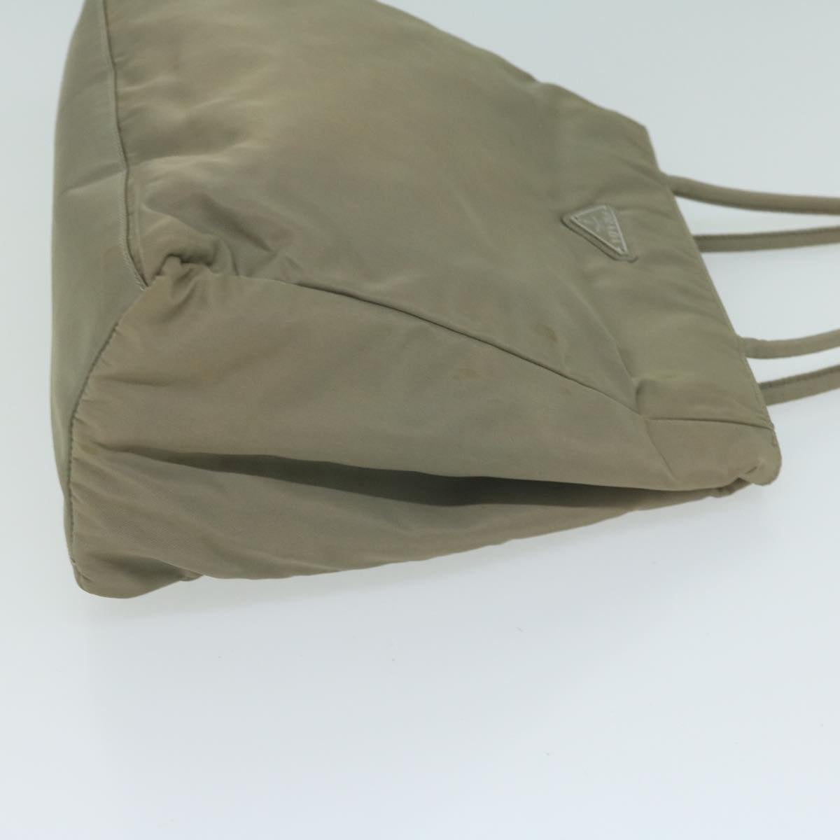 PRADA Tote Bag Nylon Beige Auth ac2732