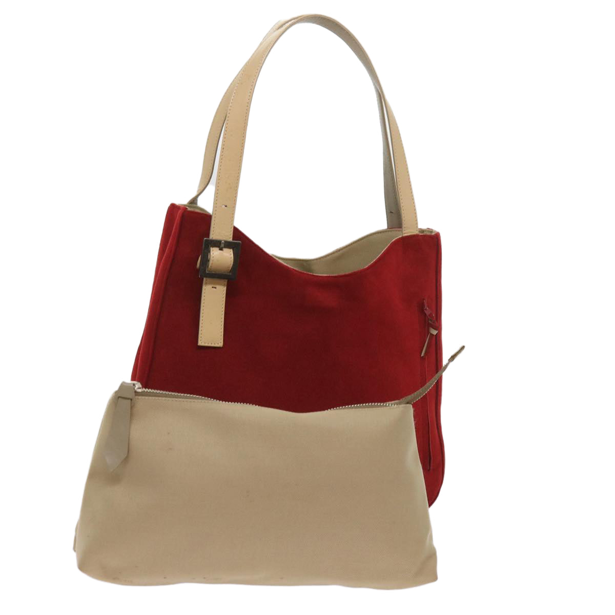 GIVENCHY Shoulder Bag Suede Red Beige Auth ac2738