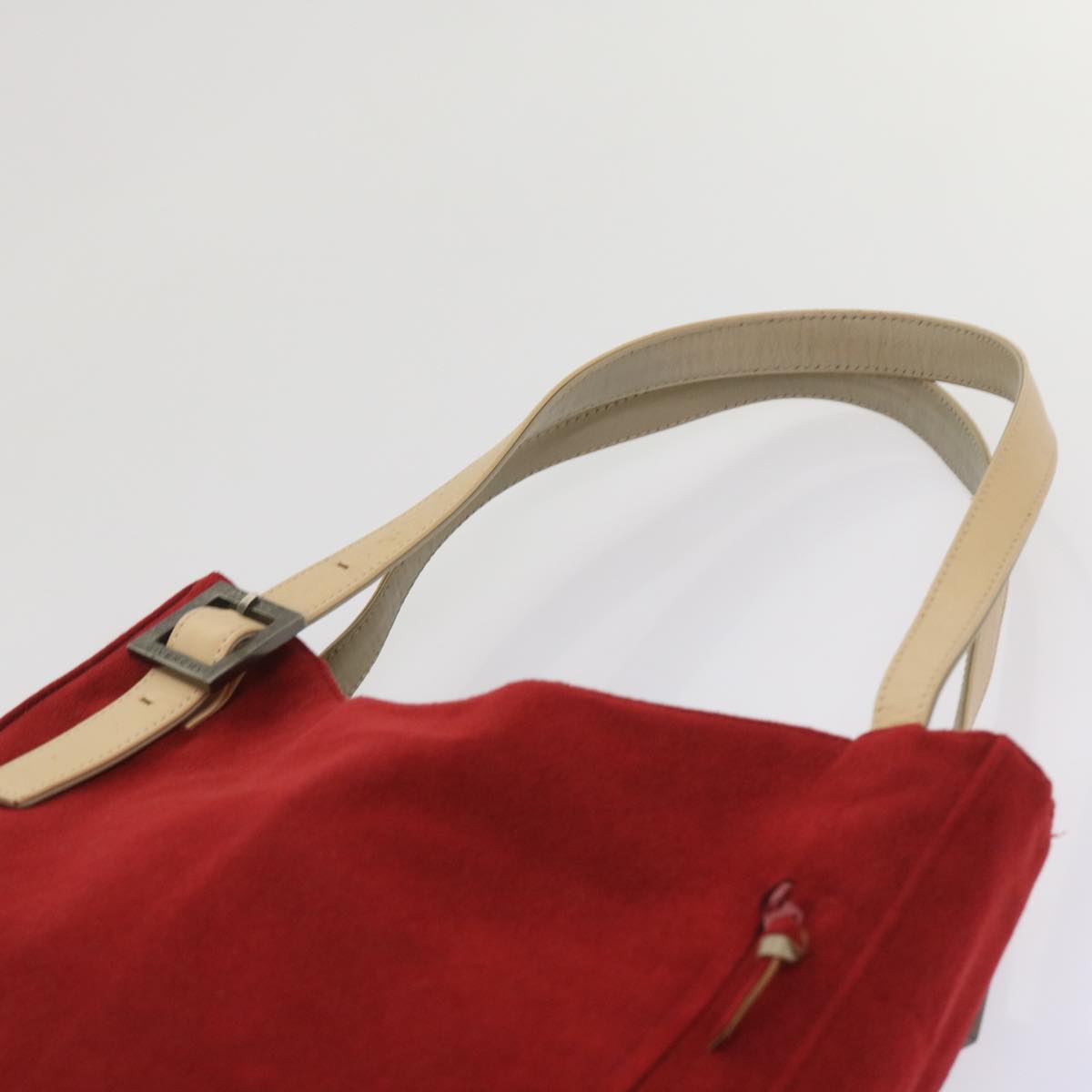 GIVENCHY Shoulder Bag Suede Red Beige Auth ac2738