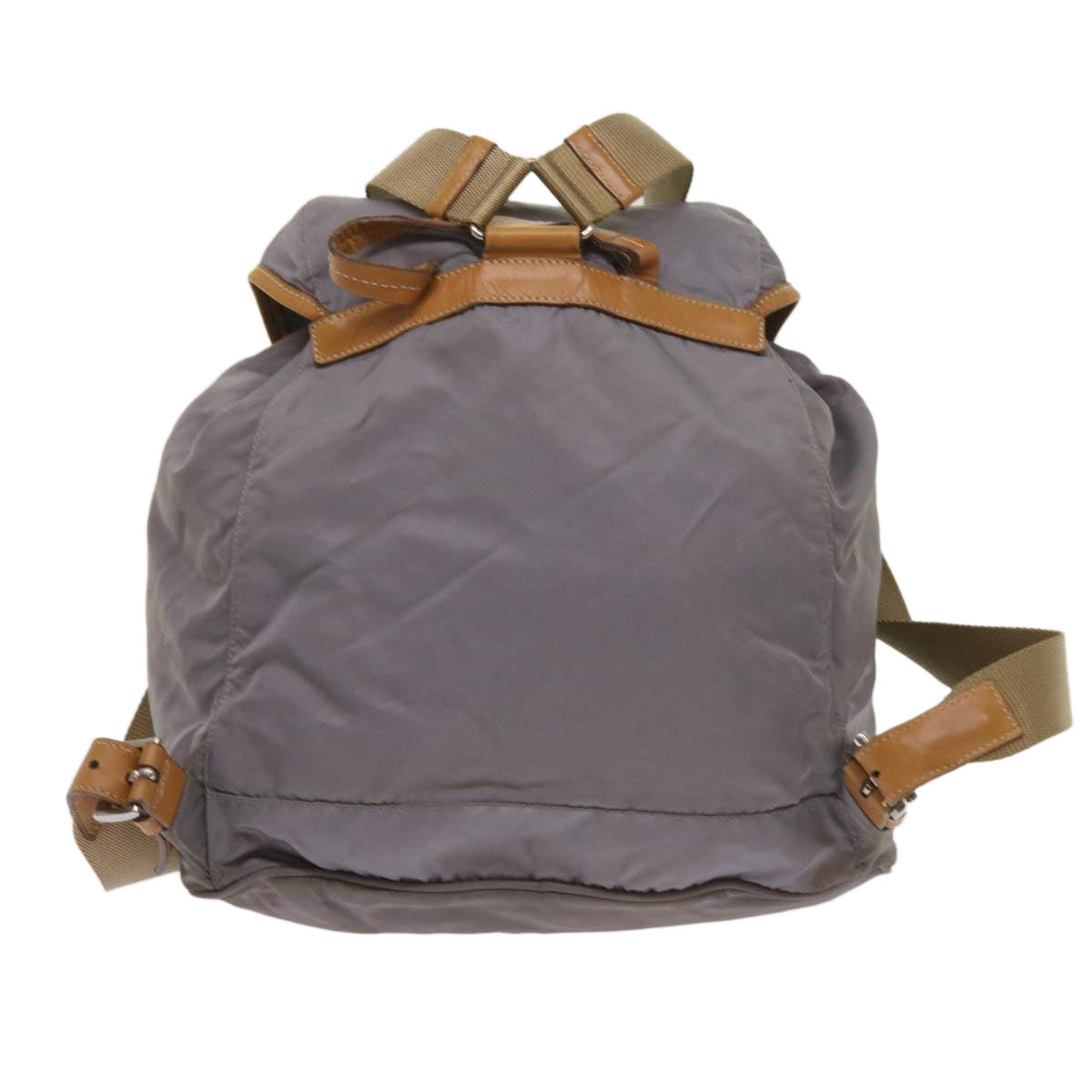 PRADA Backpack Nylon Gray Beige Auth ac2741