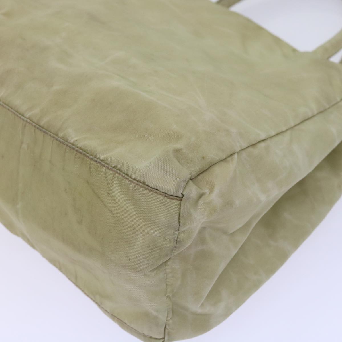PRADA Hand Bag Nylon Beige Auth ac2748
