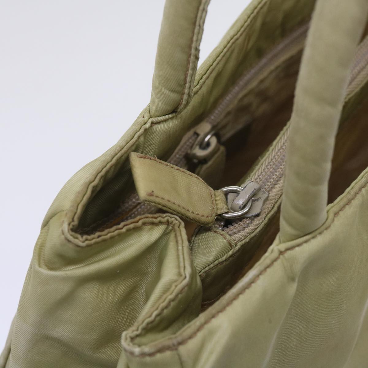 PRADA Hand Bag Nylon Beige Auth ac2748