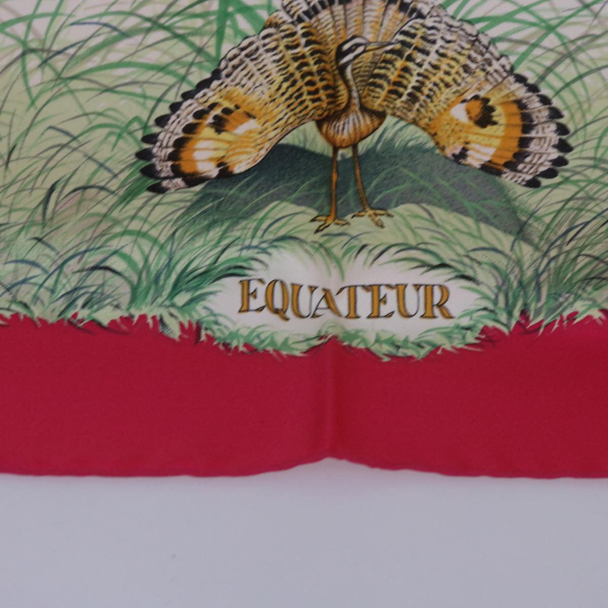 HERMES Carre 90 EQUATEUR Scarf Silk Red Auth ac2758