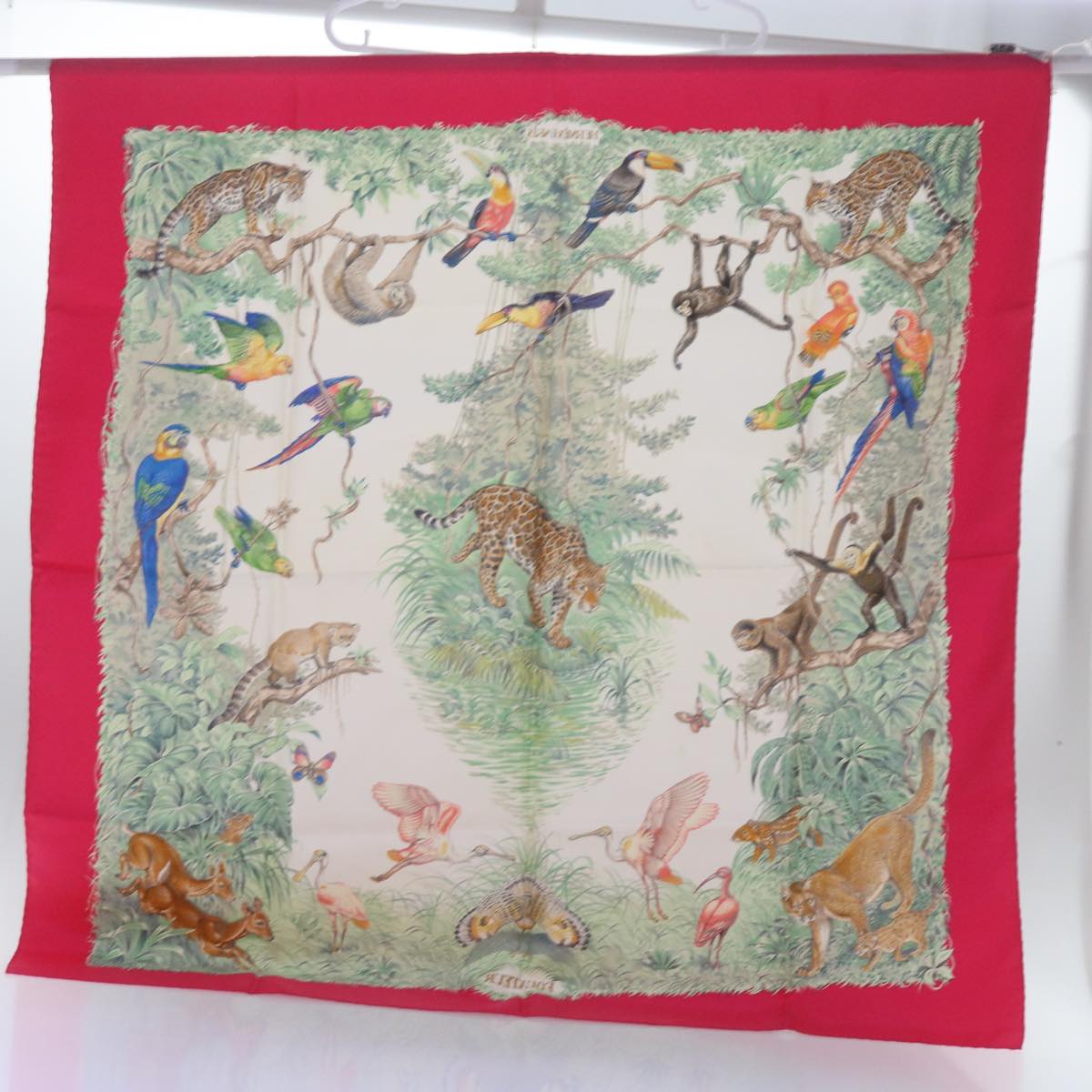 HERMES Carre 90 EQUATEUR Scarf Silk Red Auth ac2758