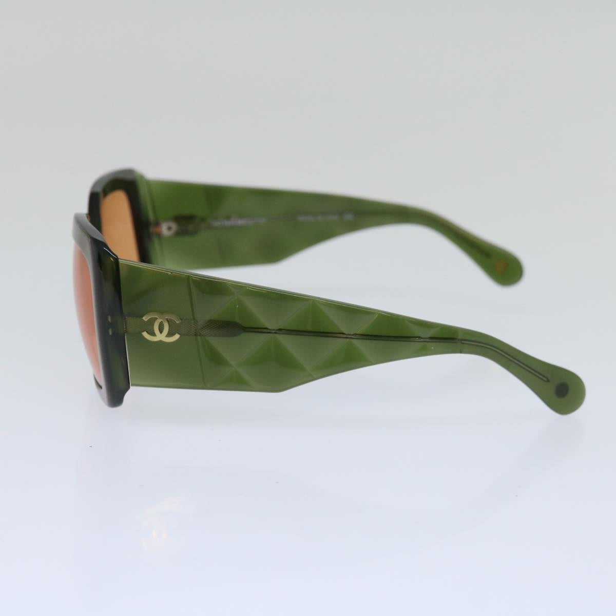 CHANEL Sunglasses plastic Green CC Auth ac2760