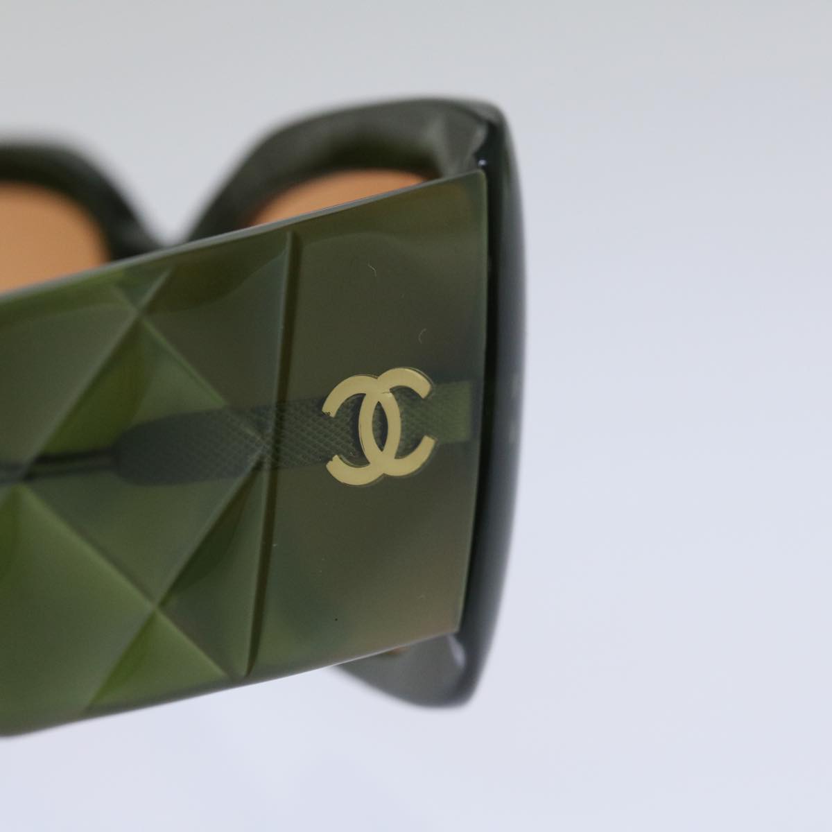 CHANEL Sunglasses plastic Green CC Auth ac2760