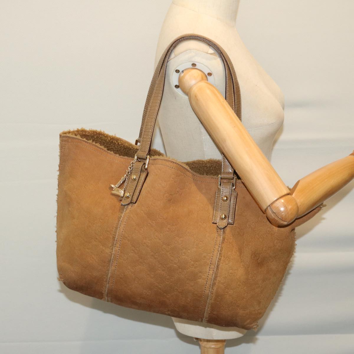 GUCCI GG Canvas Tote Bag Mouton Brown Auth ac2774