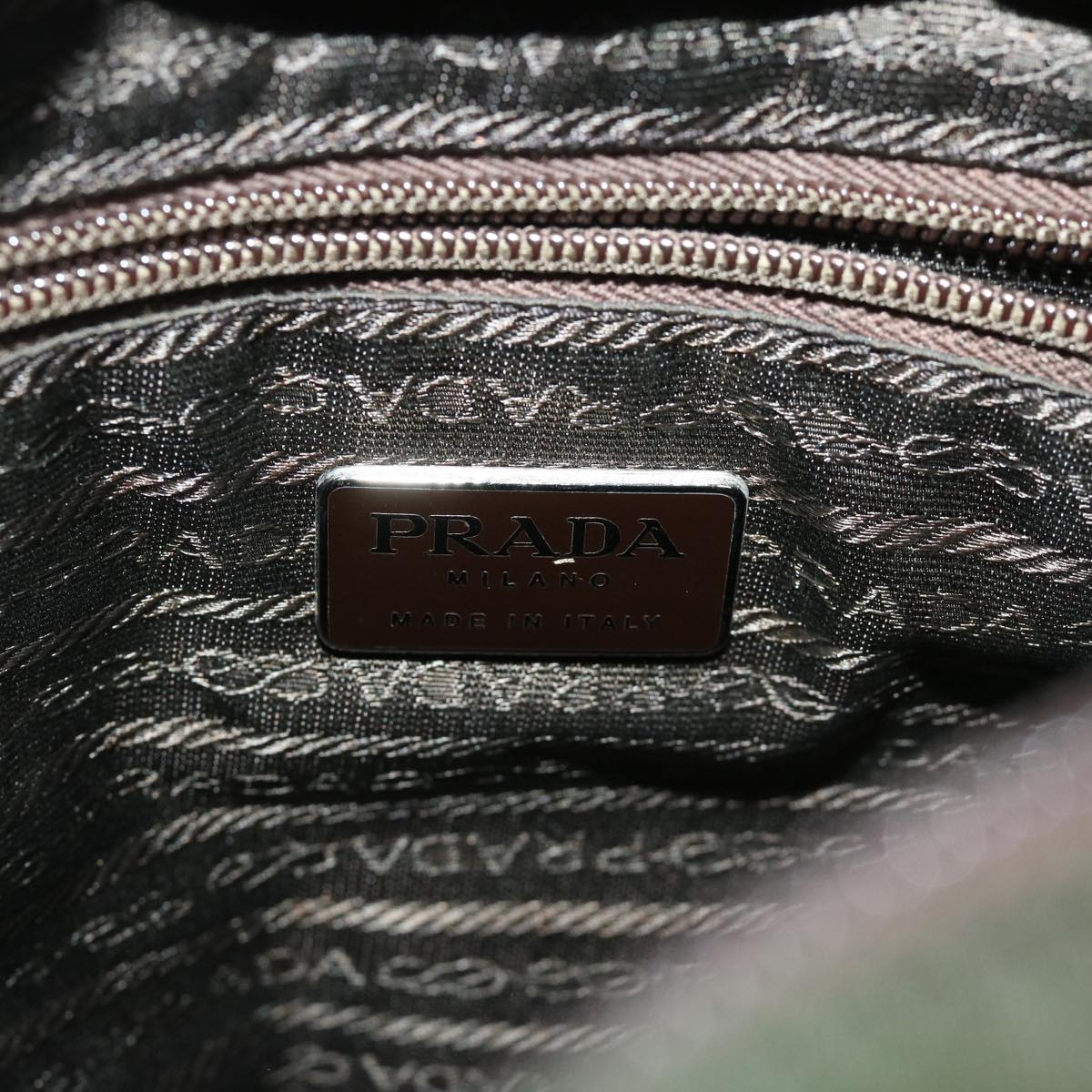 PRADA Chain Shoulder Bag Nylon Green Auth ac2783