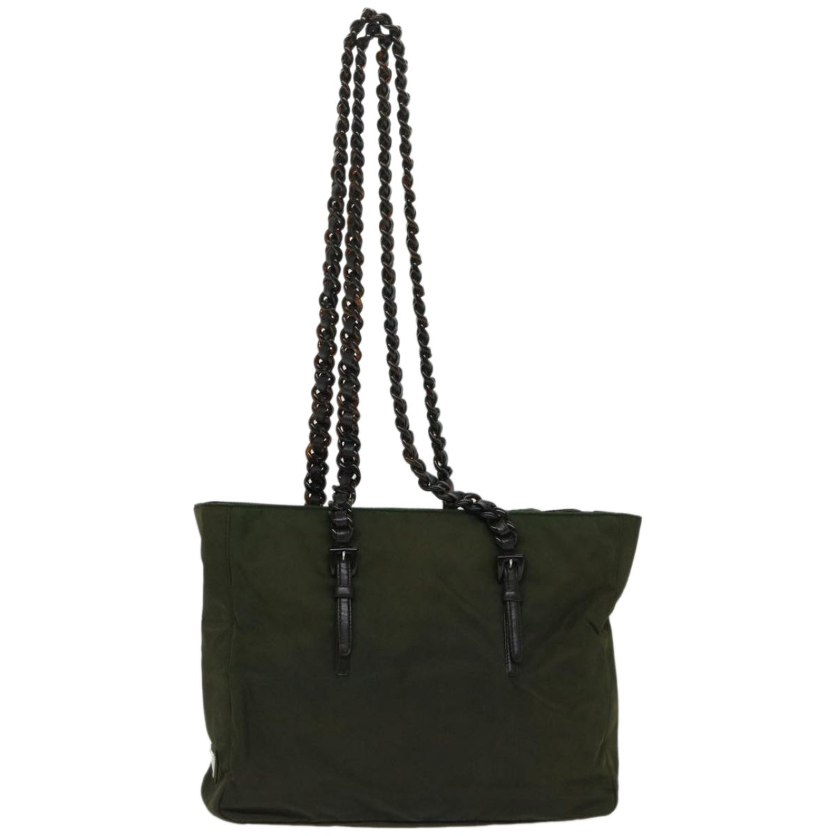 PRADA Chain Shoulder Bag Nylon Green Auth ac2783