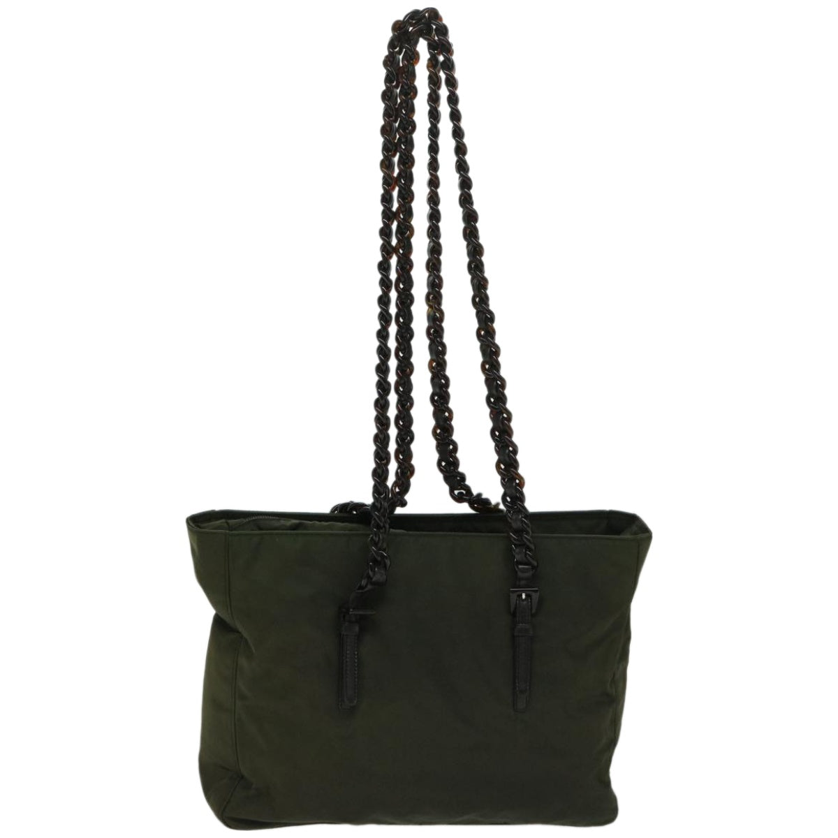 PRADA Chain Shoulder Bag Nylon Green Auth ac2783