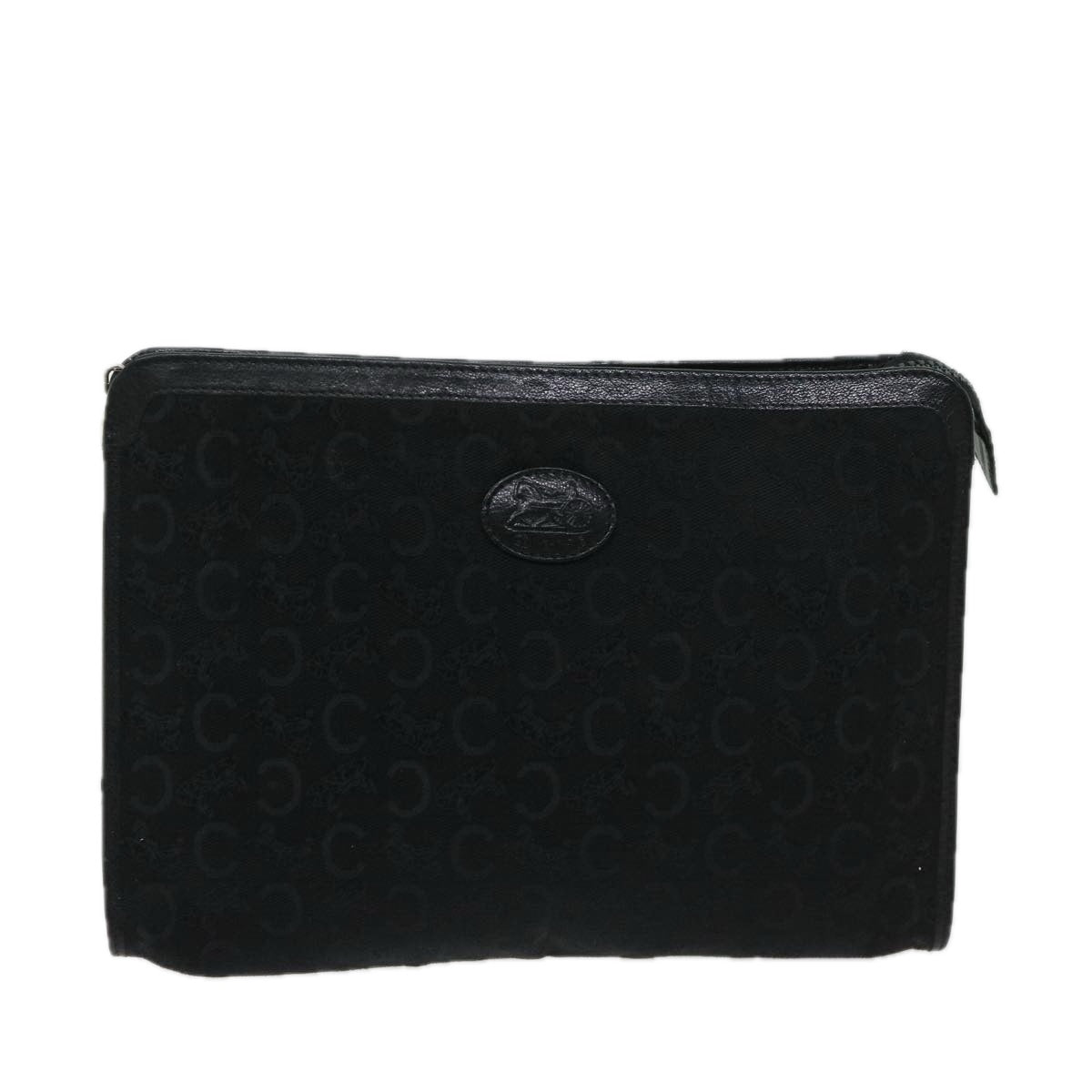 CELINE C Macadam Canvas Clutch Bag Black Auth ac2823
