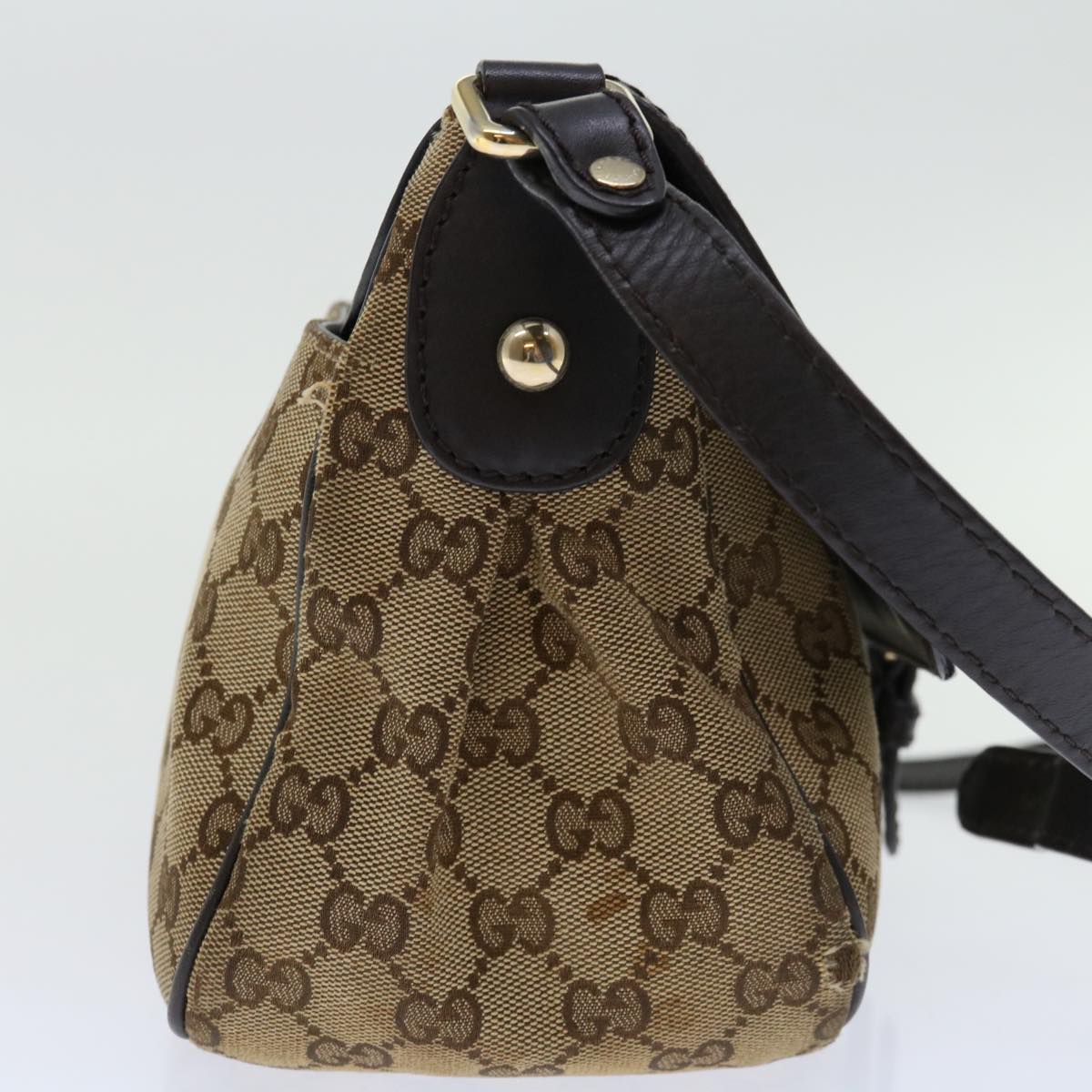 GUCCI GG Canvas Shoulder Bag Beige 308452 Auth ac2834