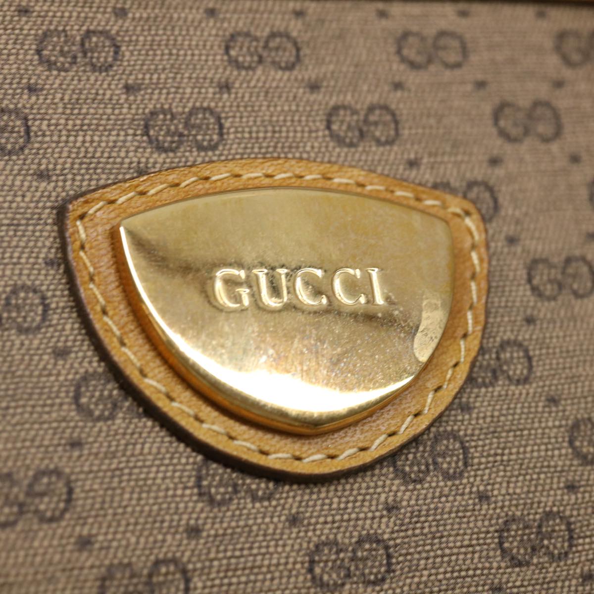 GUCCI Micro GG Supreme Hand Bag PVC Leather Beige 000 106 1325 Auth ac2840