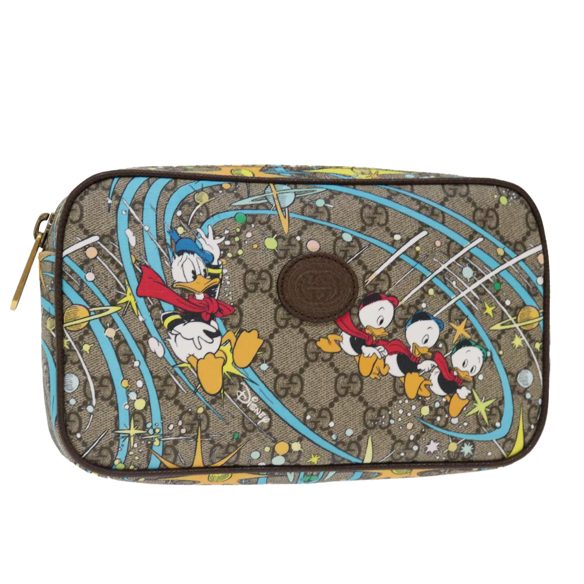 GUCCI GG Canvas Disney Donald Duck Body Bag PVC Beige 602695 Auth ac2847