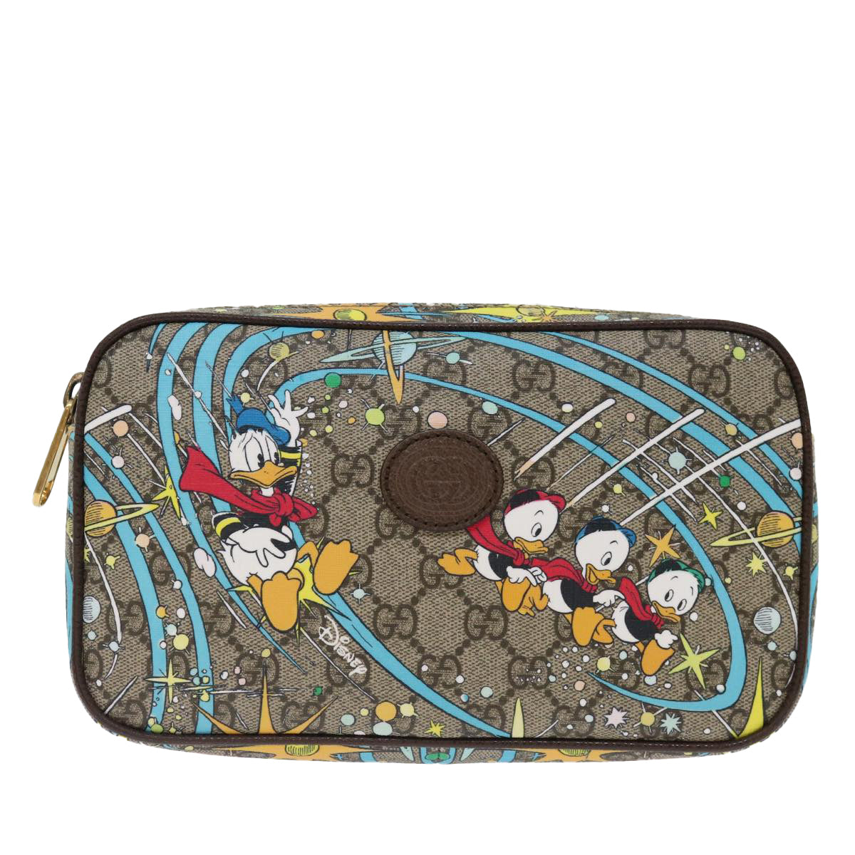 GUCCI GG Canvas Disney Donald Duck Body Bag PVC Beige 602695 Auth ac2847