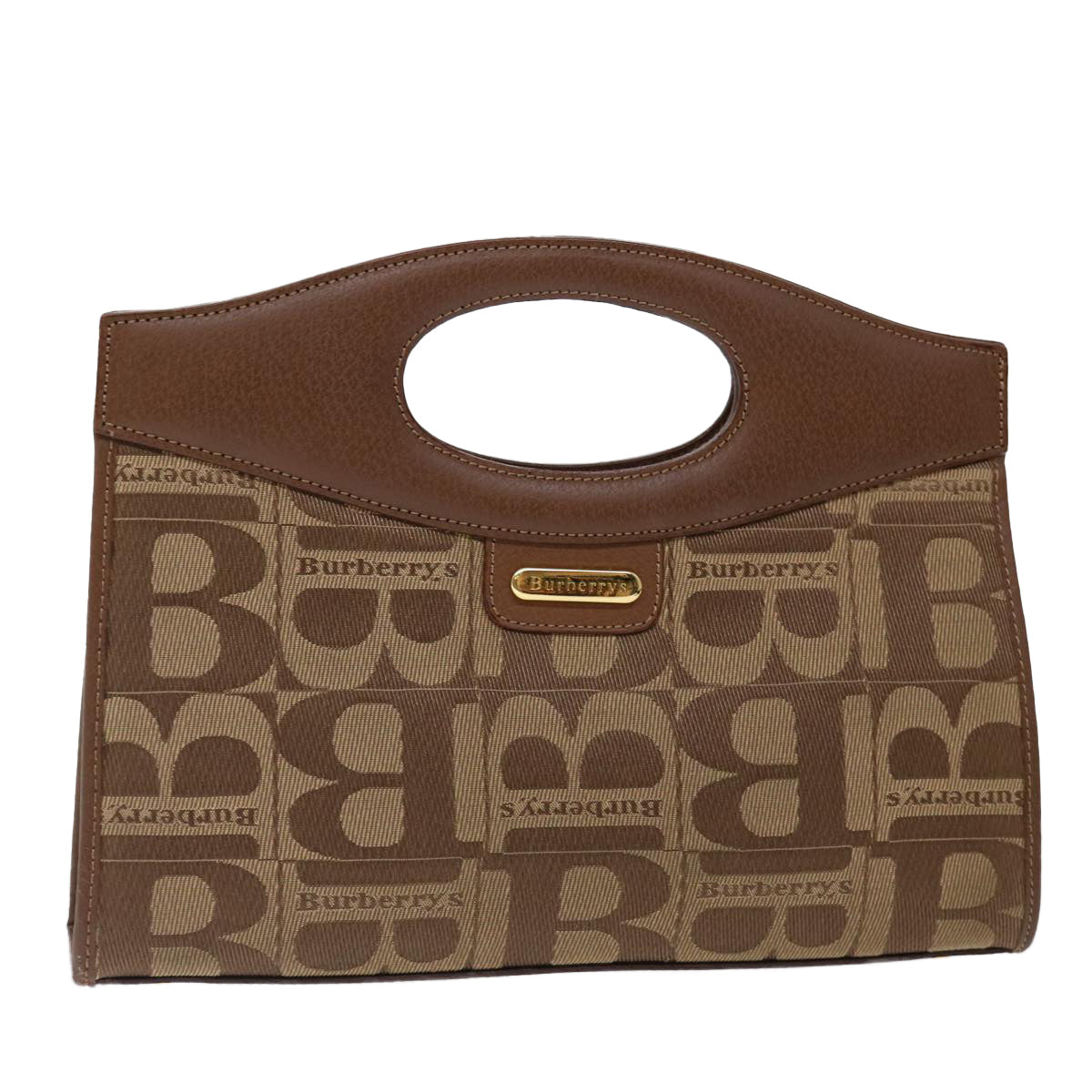 Burberrys Hand Bag Canvas Beige Brown Auth ac2851