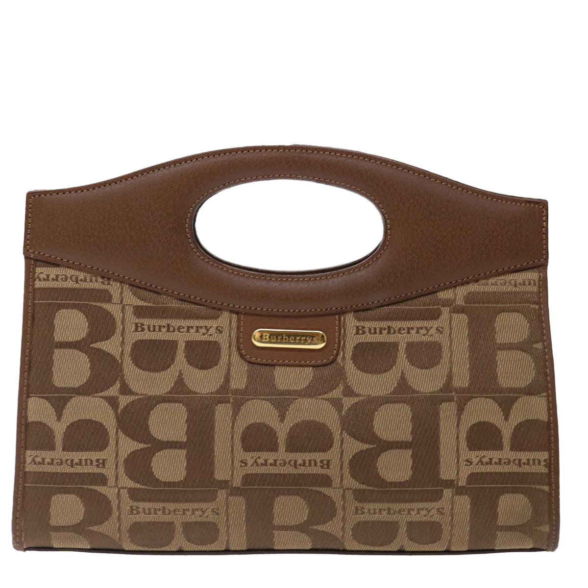 Burberrys Hand Bag Canvas Beige Brown Auth ac2851