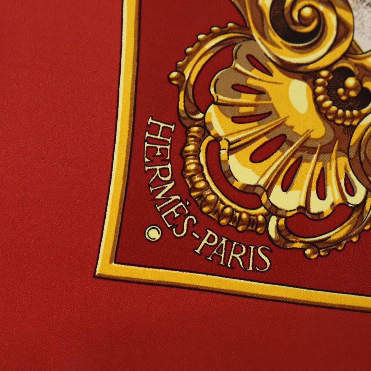 HERMES Carre 90 Les Trois Mousquetaires Scarf Silk Red Auth ac2952