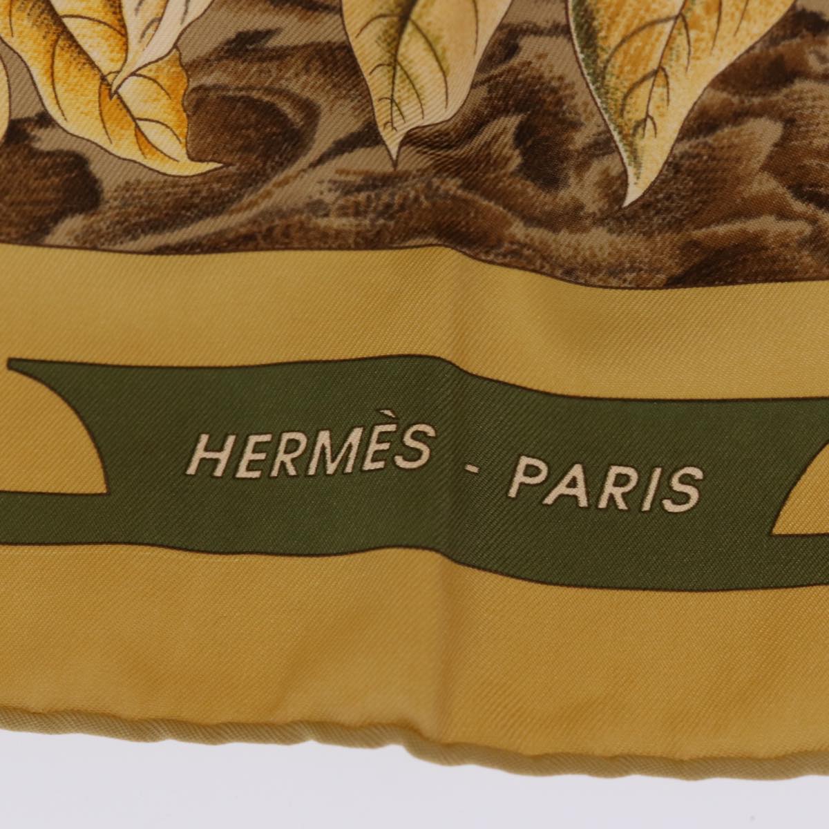 HERMES Carre 90 CASSE NOISETTE Scarf Silk Yellow Auth ac2953