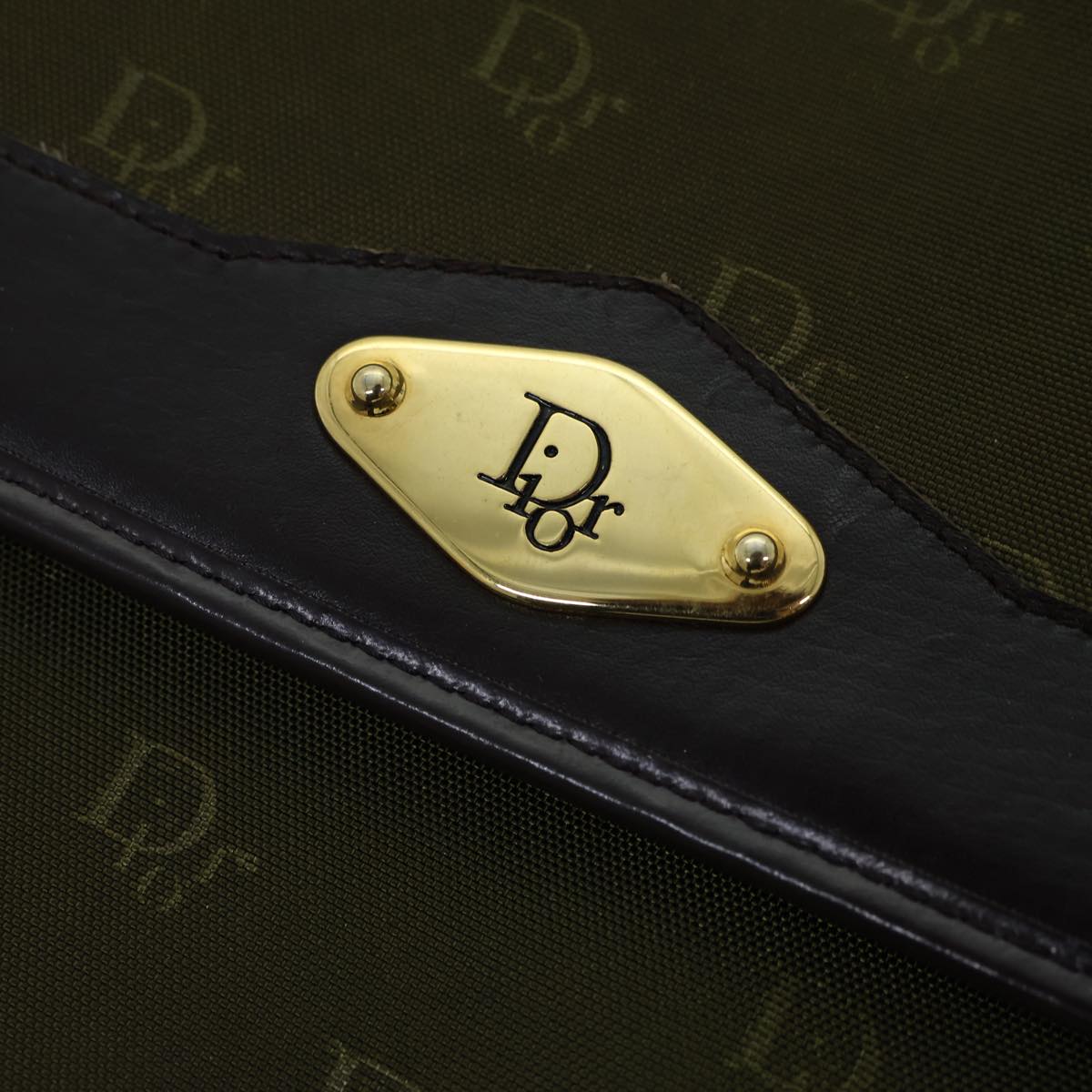 Christian Dior Chain Shoulder Bag Nylon Green Auth ac2954