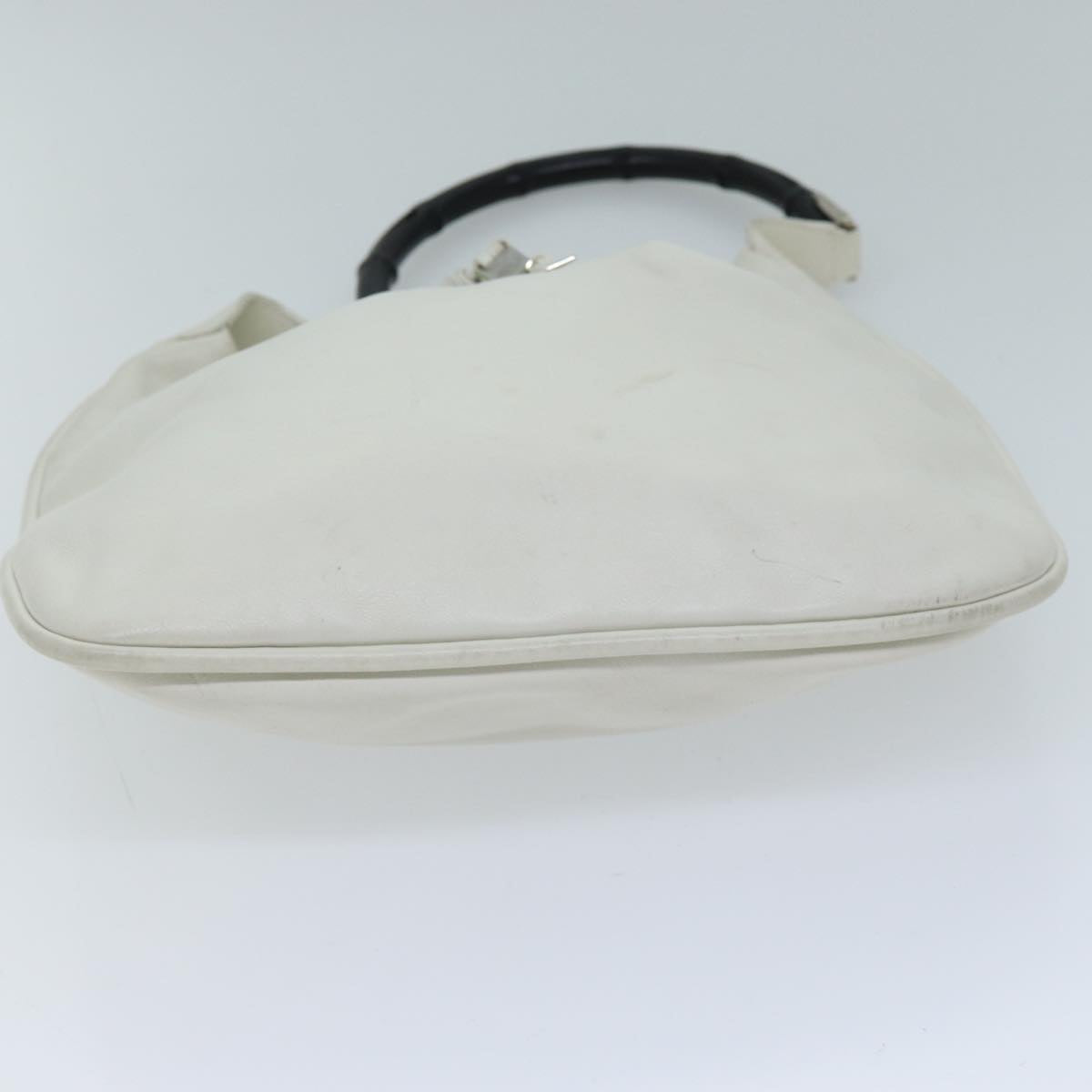 GUCCI Bamboo Shoulder Bag Leather White 001 4033 002058 Auth ac2963