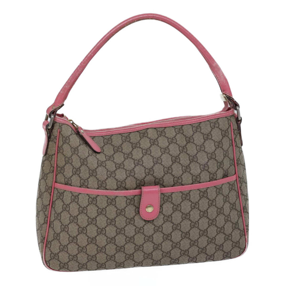 GUCCI GG Supreme Shoulder Bag PVC Beige 189898 Auth ac2964