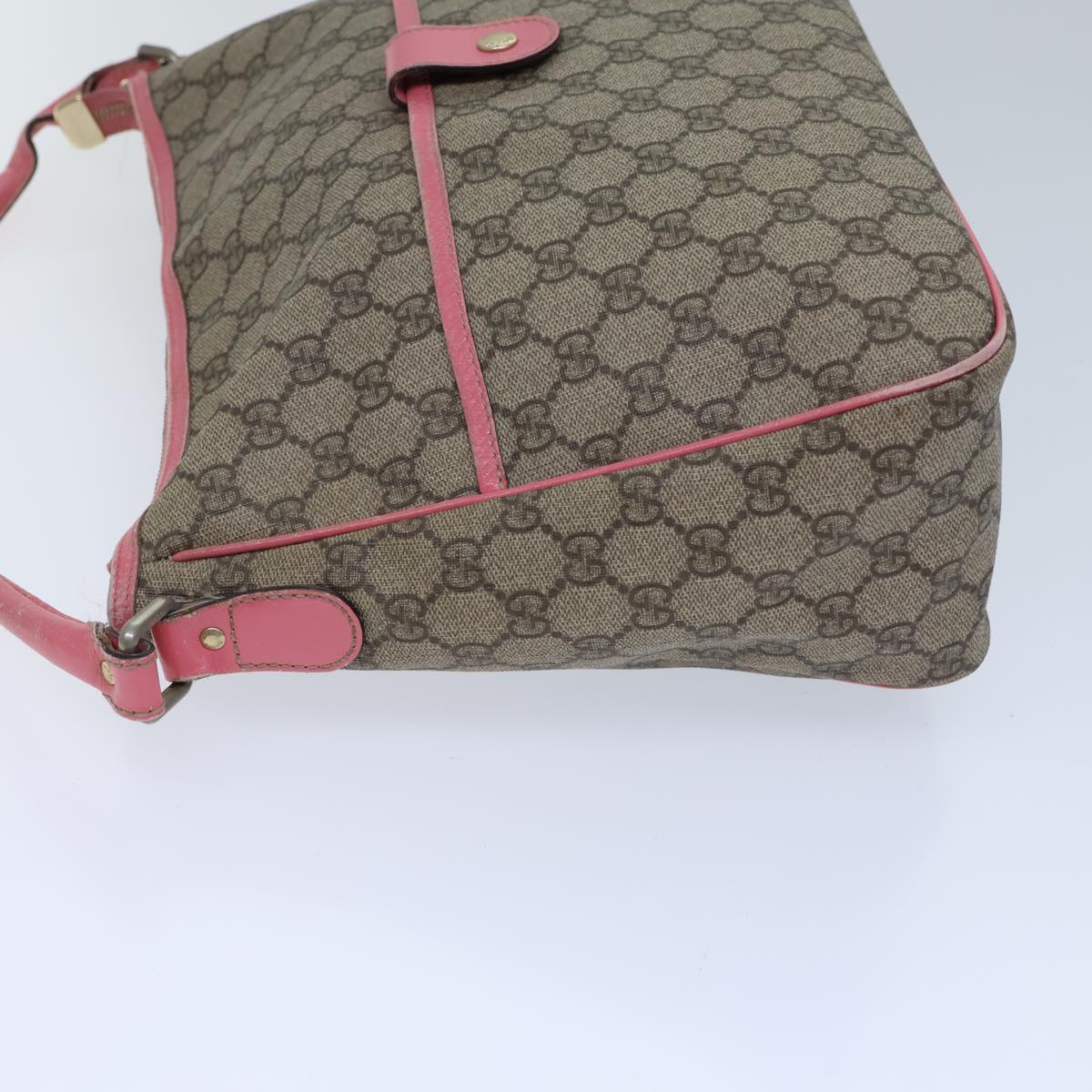 GUCCI GG Supreme Shoulder Bag PVC Beige 189898 Auth ac2964