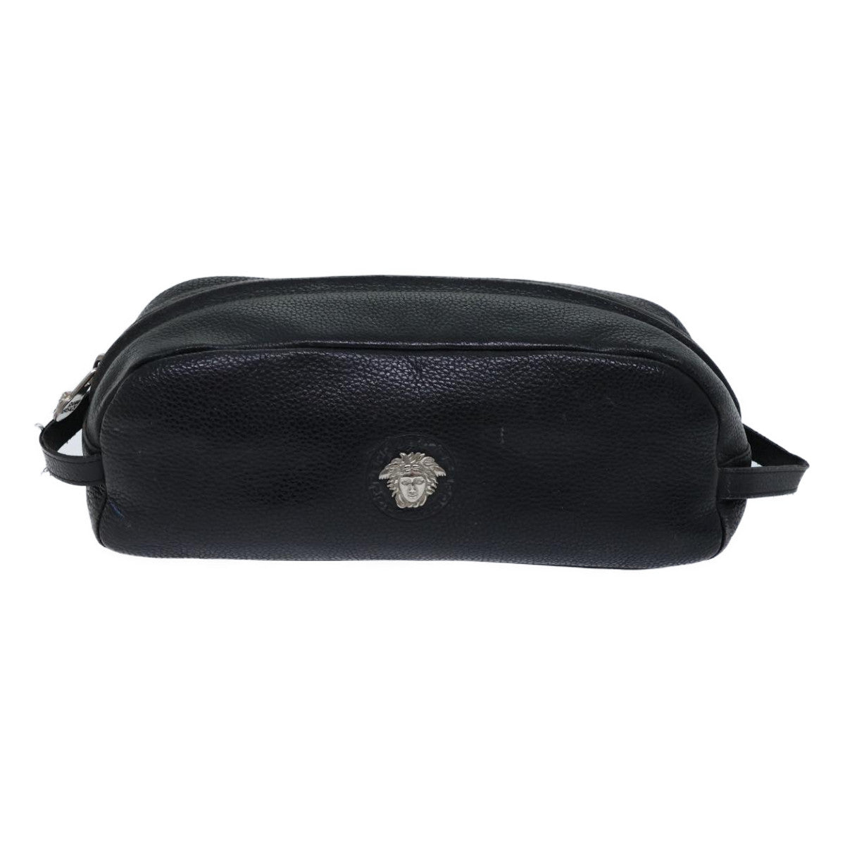 Gianni Versace Clutch Bag Leather Black Auth ac2969