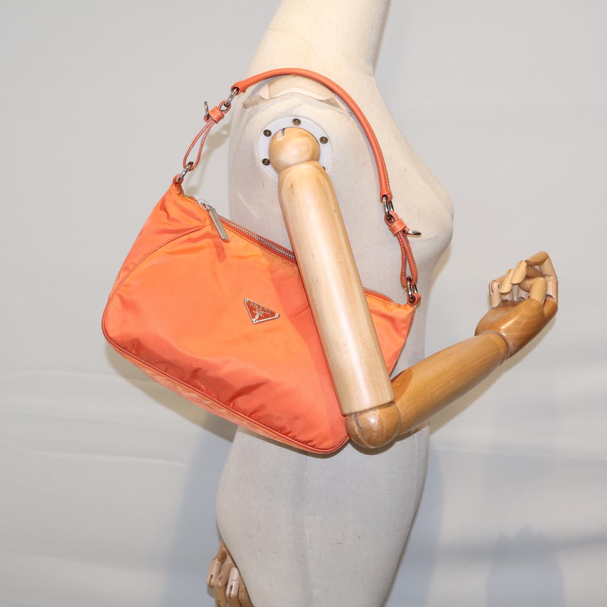 PRADA Shoulder Bag Nylon Orange Auth ac2973