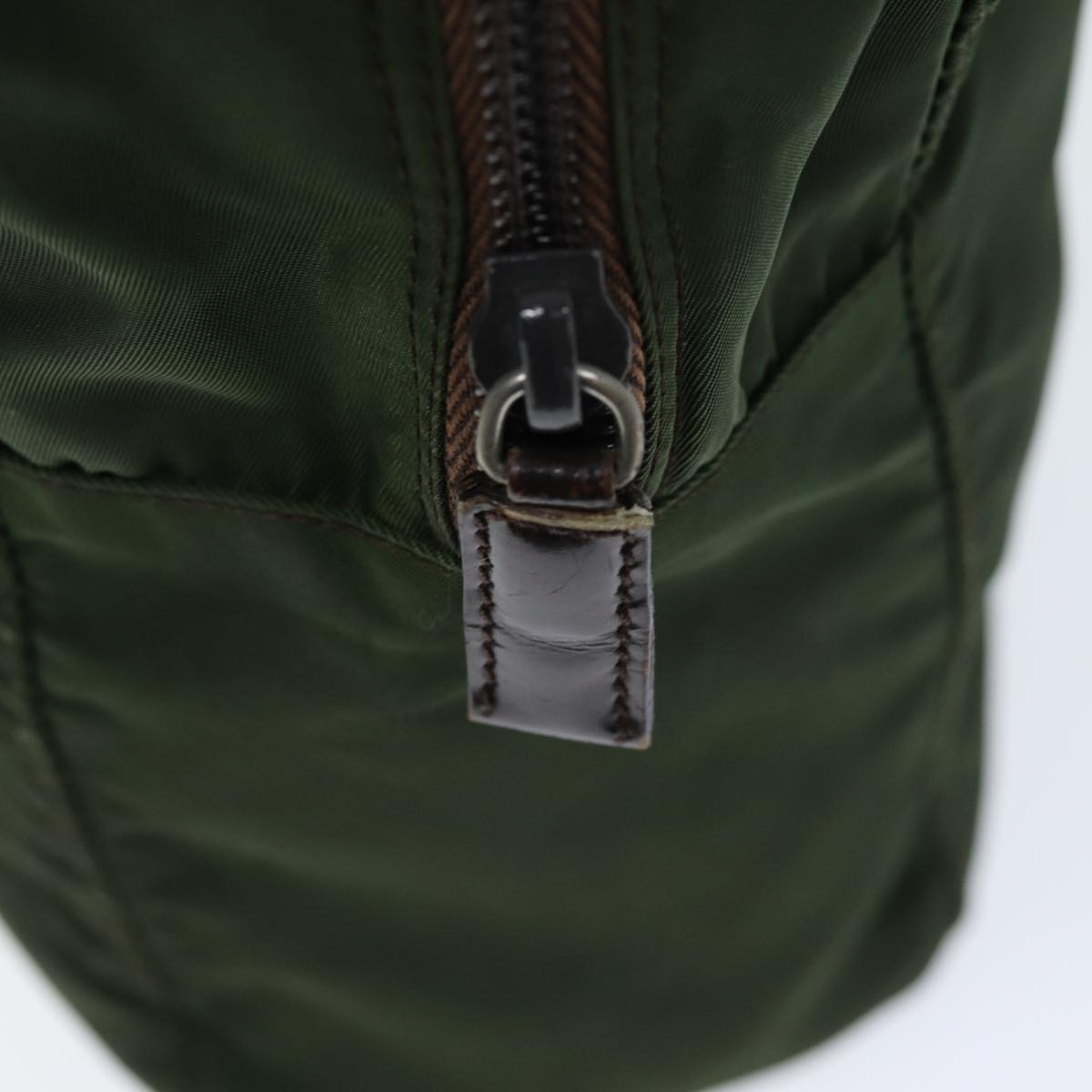 PRADA Hand Bag Nylon Khaki Auth ac2986