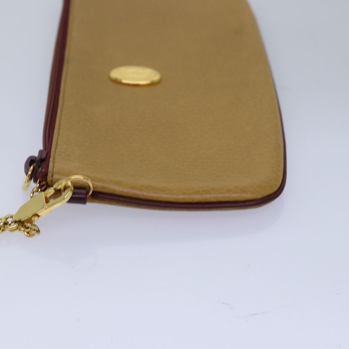 CARTIER Coin Purse Leather Yellow Auth ac3012