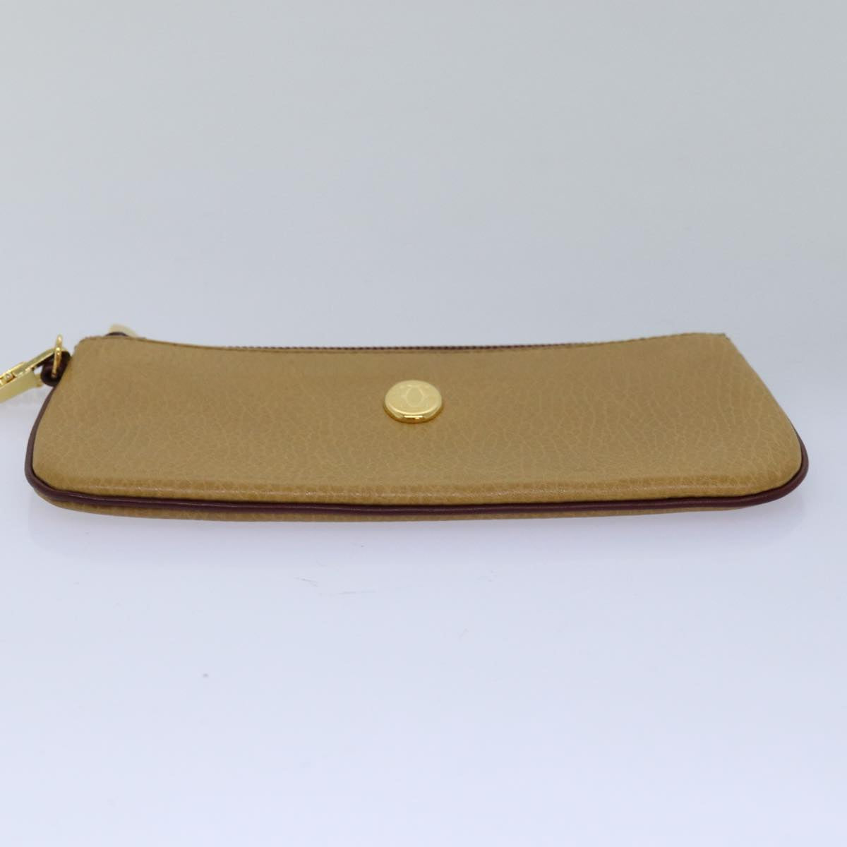 CARTIER Coin Purse Leather Yellow Auth ac3012