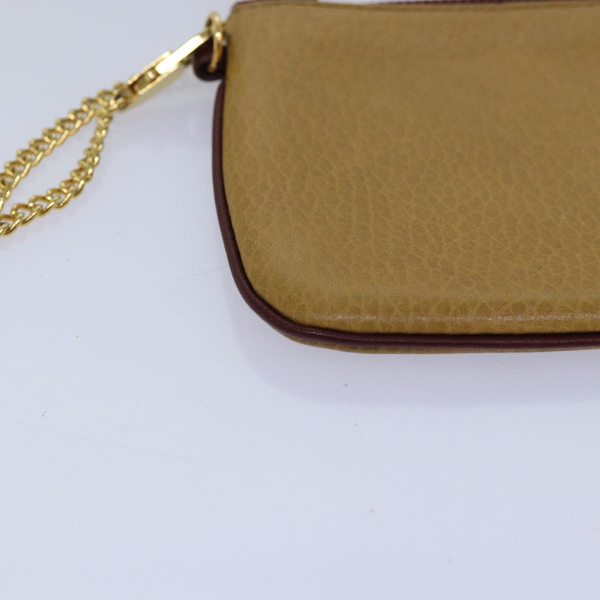 CARTIER Coin Purse Leather Yellow Auth ac3012