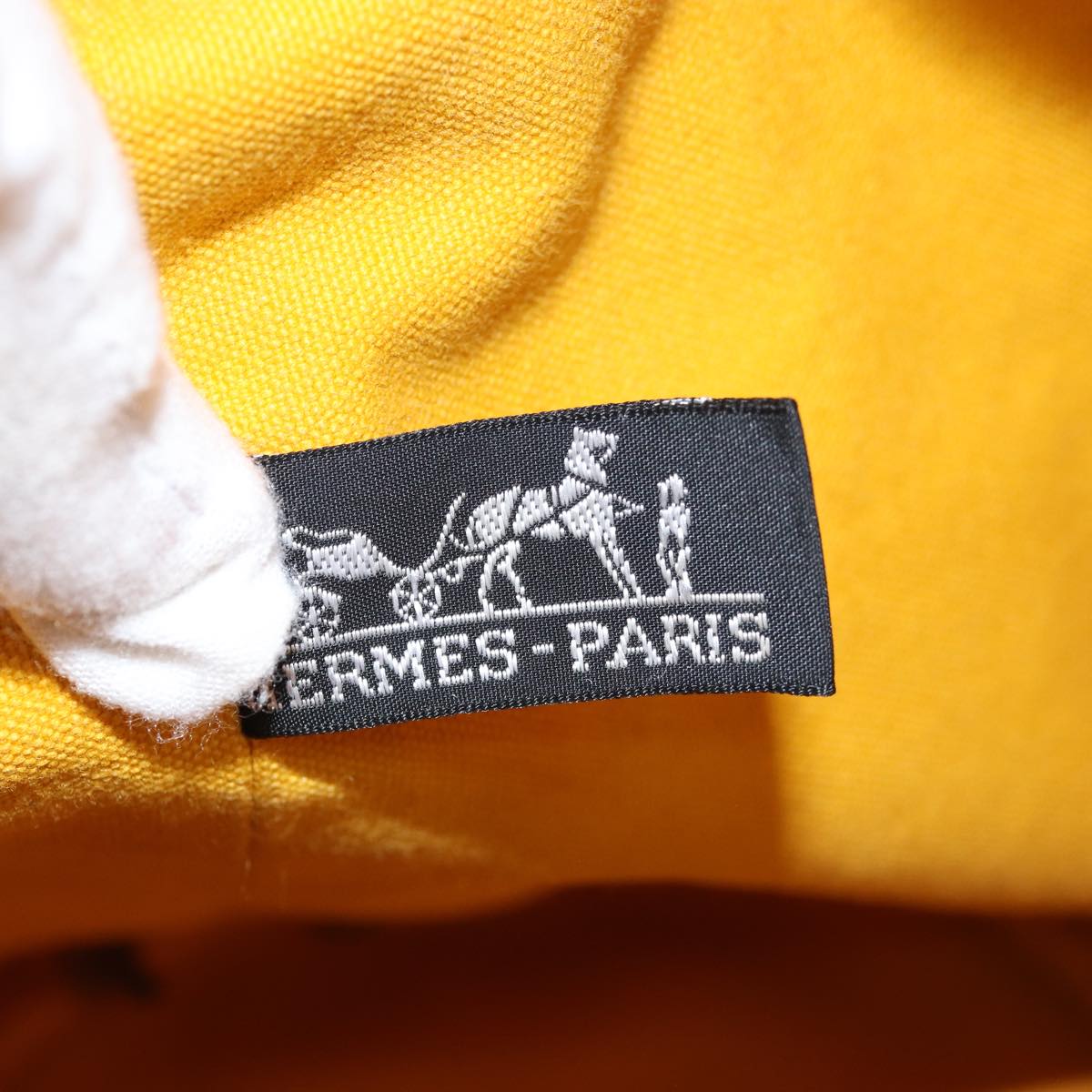 HERMES Porochon Mimir PM Shoulder Bag Canvas Yellow Auth ac3018